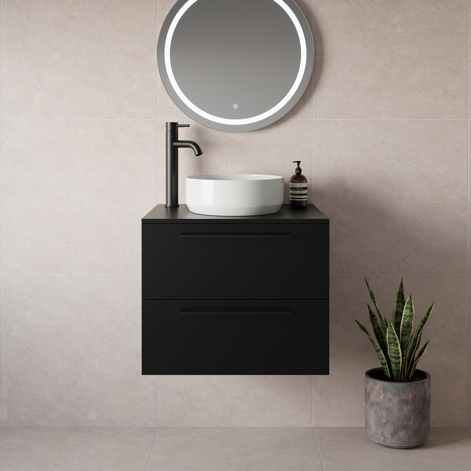 Napoli 460 Wall Mounted 2 Drawer Vanity Unit for Countertop Basins
