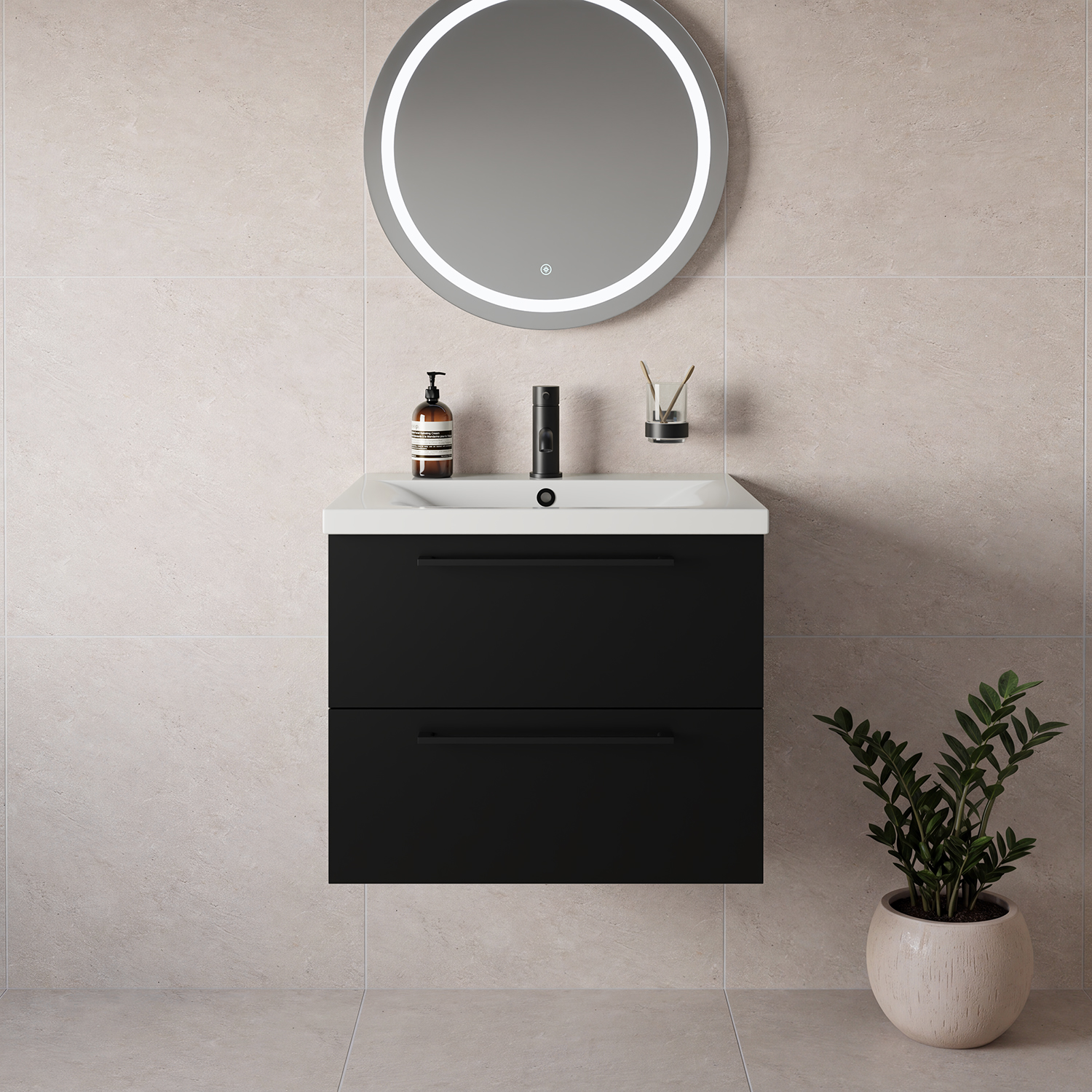 Napoli 460 Wall Mounted 2 Drawer Vanity Unit with Glide Basin