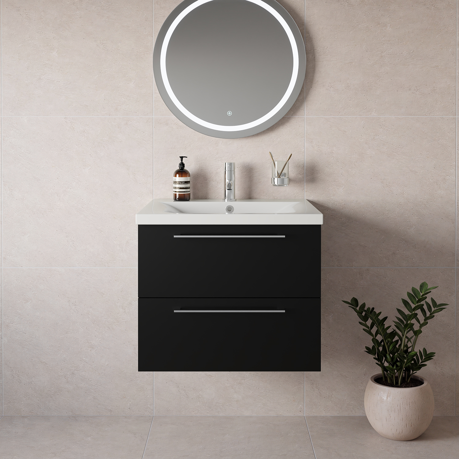 Napoli 460 Wall Mounted 2 Drawer Vanity Unit with Glide Basin