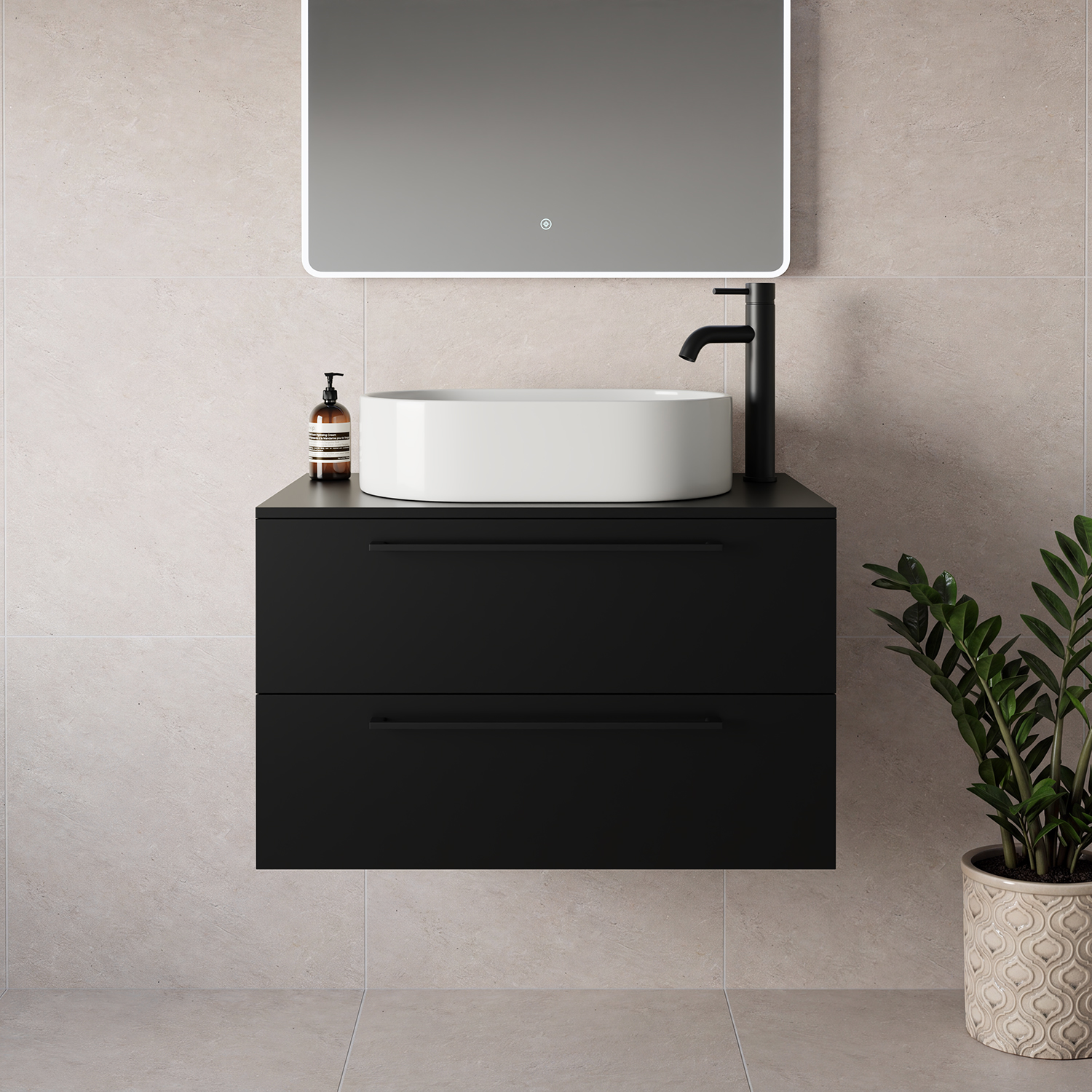 Napoli 460 Wall Mounted 2 Drawer Vanity Unit for Countertop Basins