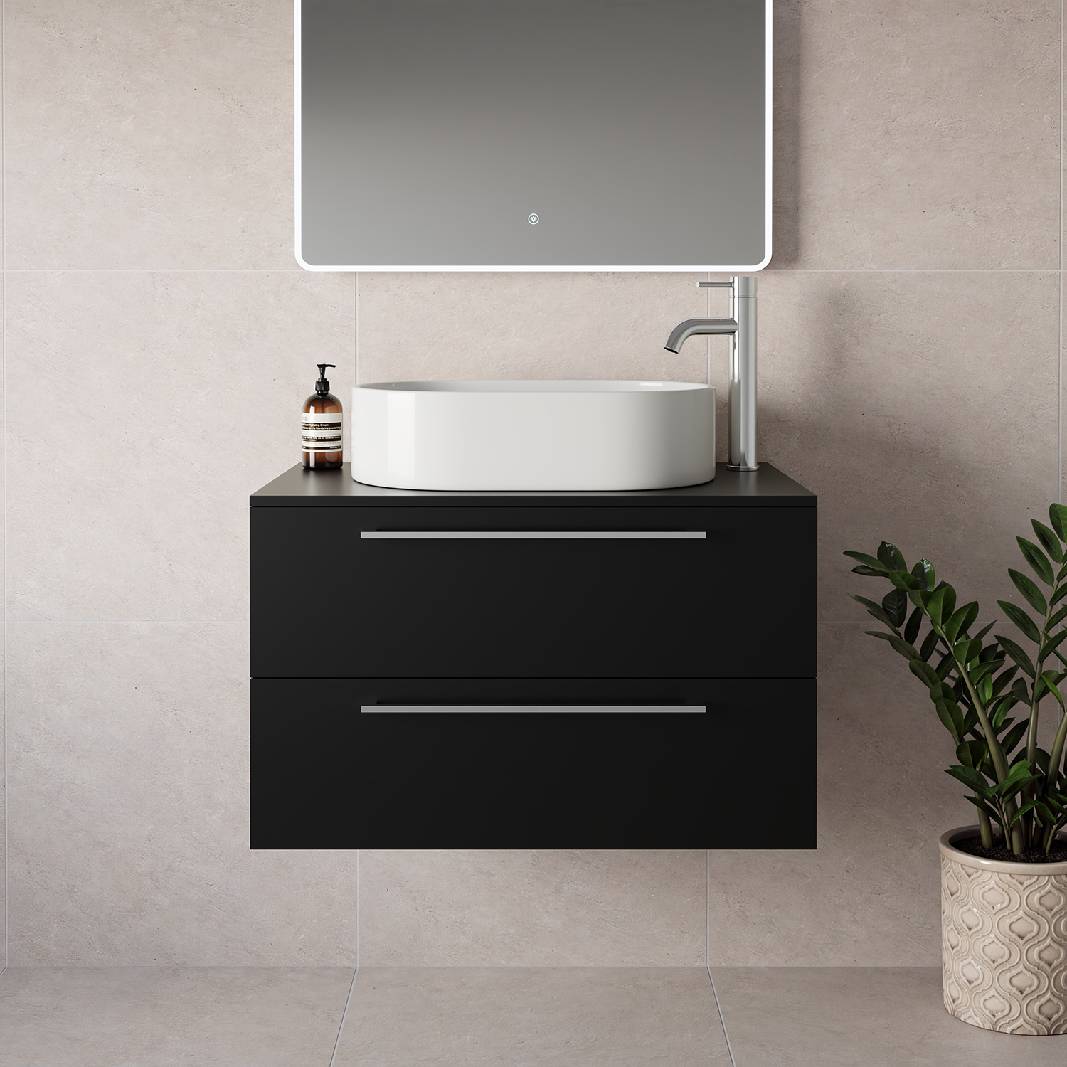 Napoli 460 Wall Mounted 2 Drawer Vanity Unit for Countertop Basins