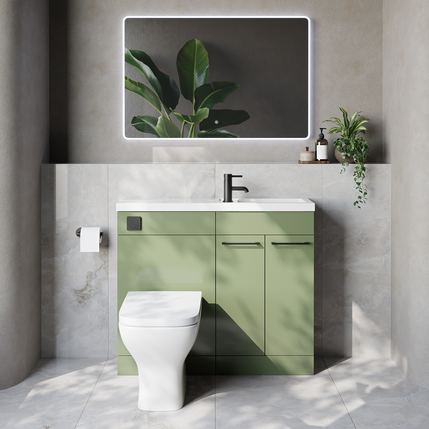 Napoli 250 2 Door Vanity Unit Toilet Suite with Square Silvo Basin
