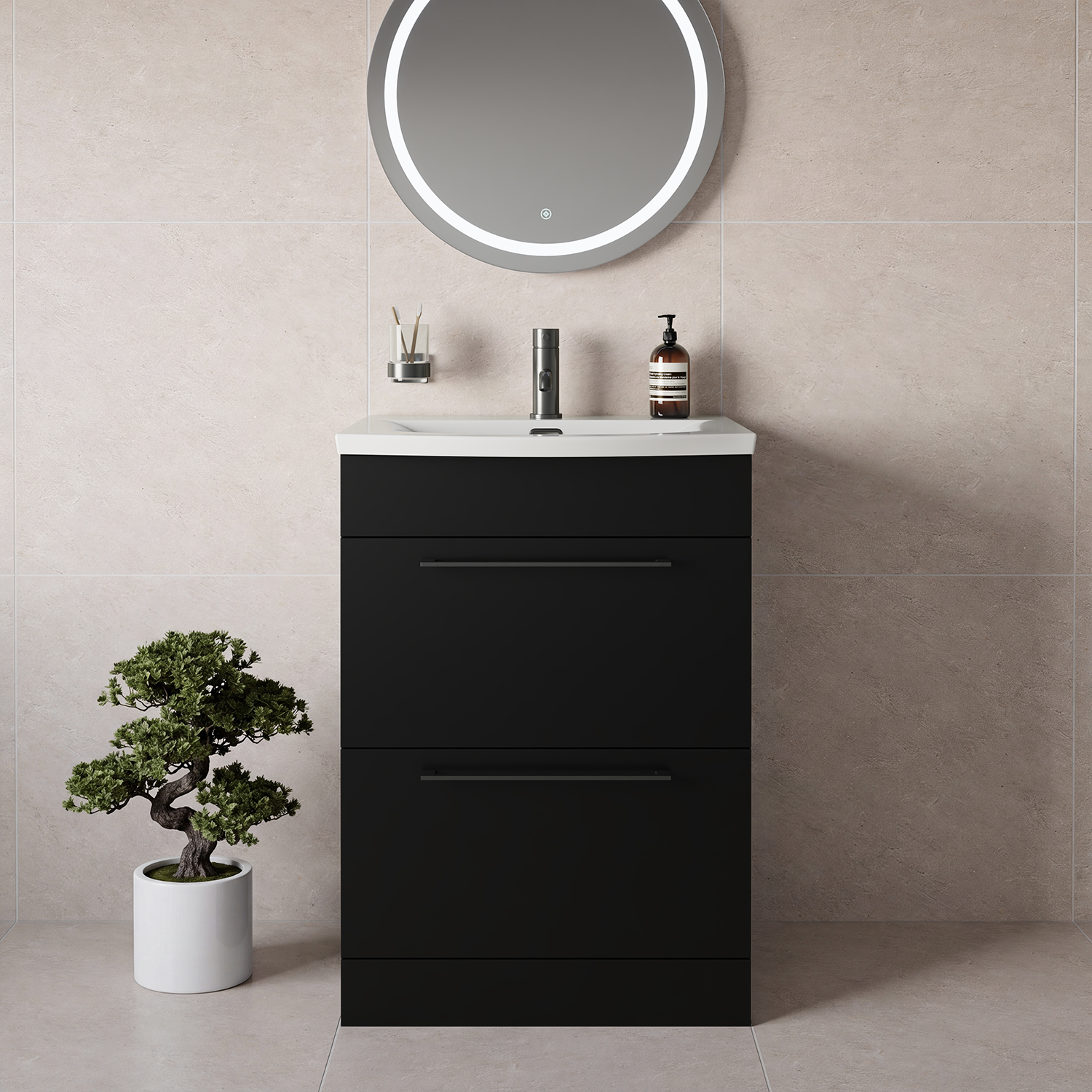 Napoli 390 2 Drawer Vanity Unit with Arc Basin