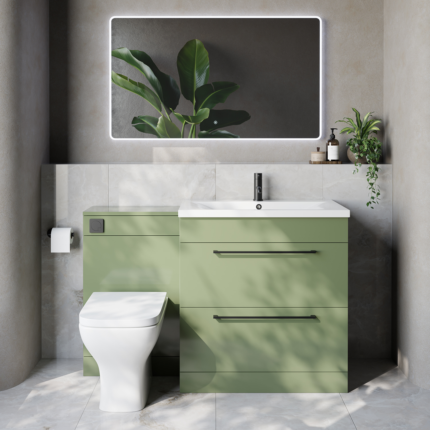 Napoli 460 2 Drawer Vanity Unit Toilet Suite with Glide Basin