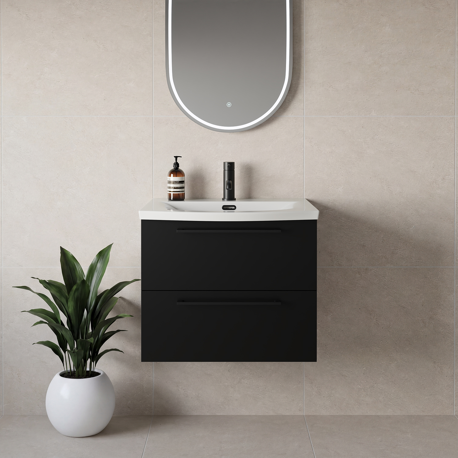 Napoli 390 Wall Mounted 2 Drawer Vanity Unit with Arc Basin