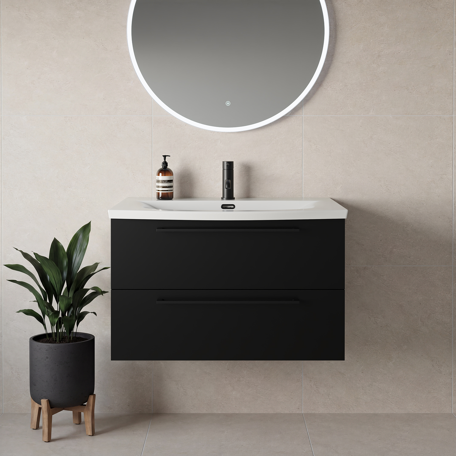 Napoli 390 Wall Mounted 2 Drawer Vanity Unit with Arc Basin