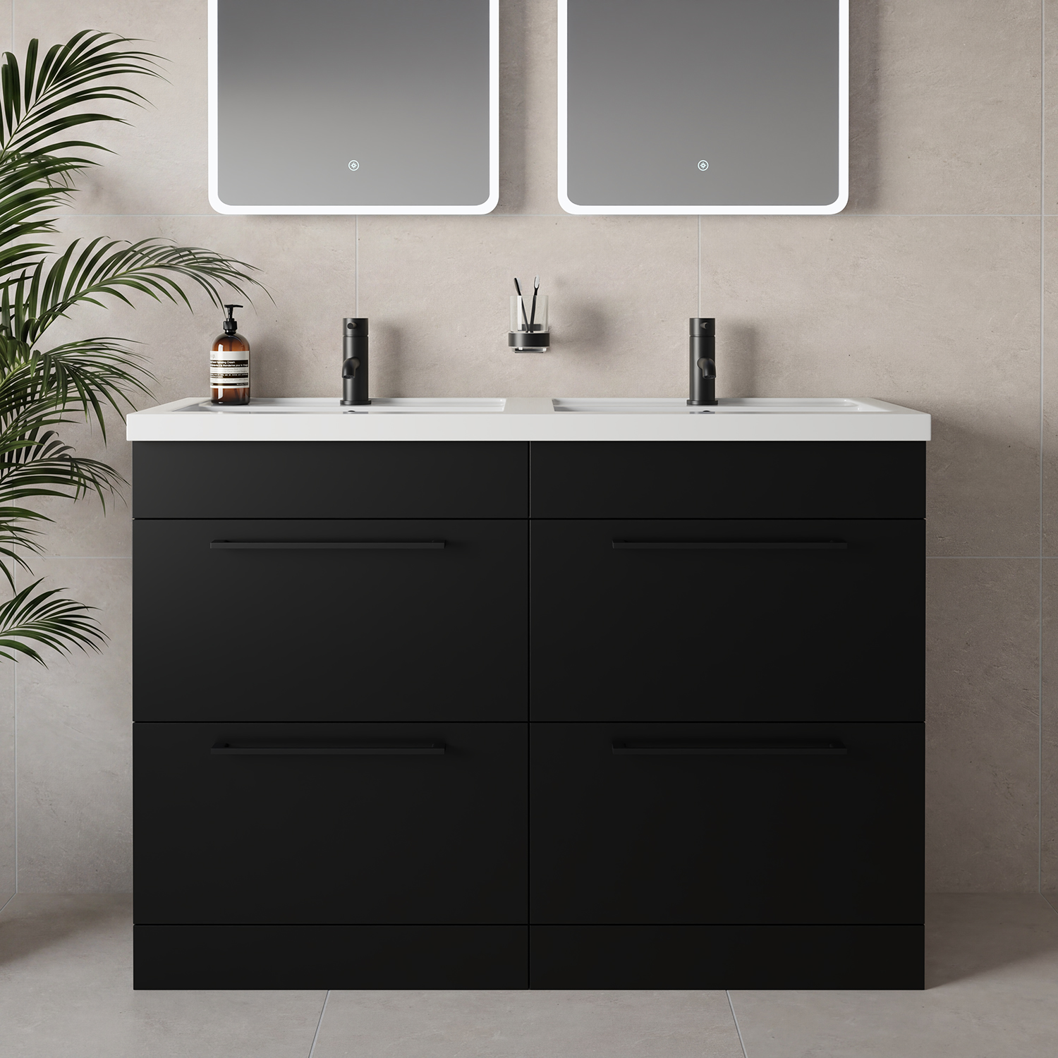Napoli 390 4 Drawer Vanity Unit with Double Lucia Basins