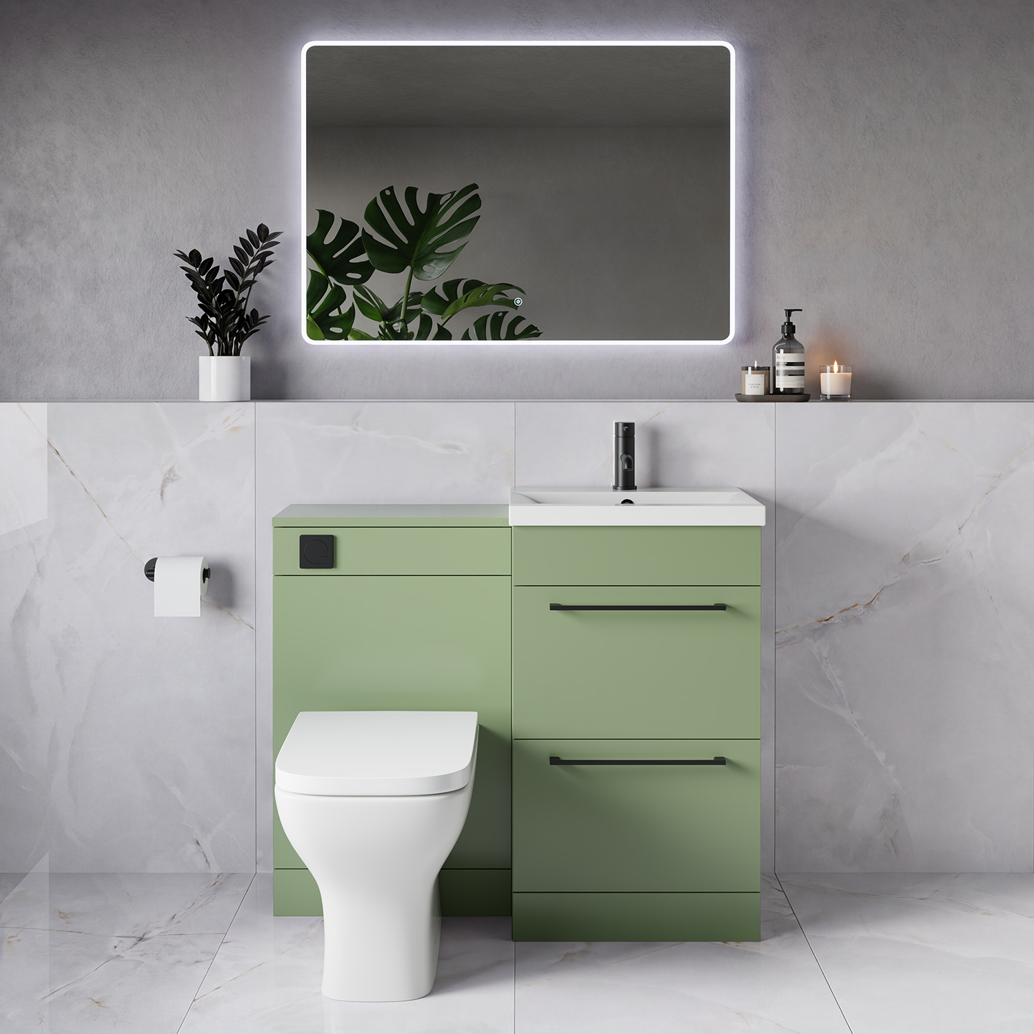 Napoli 390 2 Drawer Vanity Unit Toilet Suite with Glide Basin