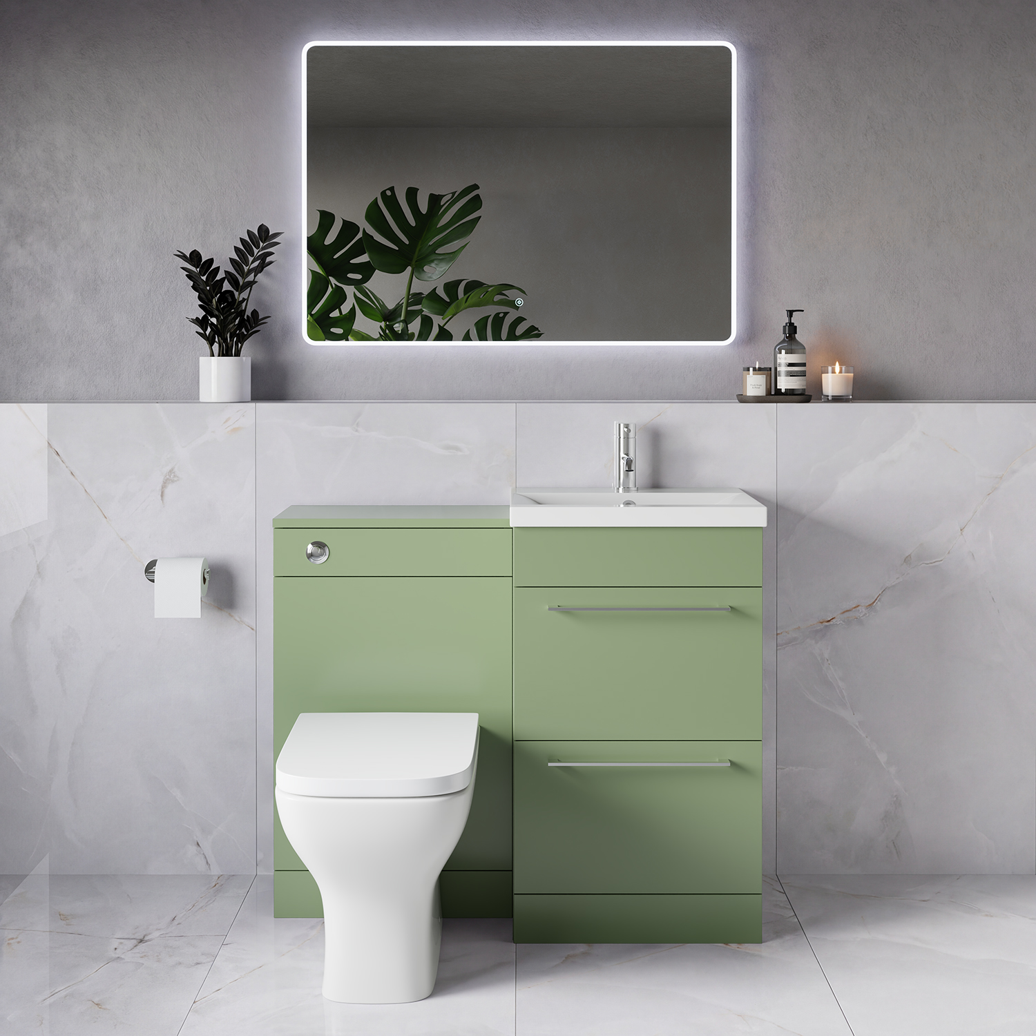 Napoli 390 2 Drawer Vanity Unit Toilet Suite with Glide Basin