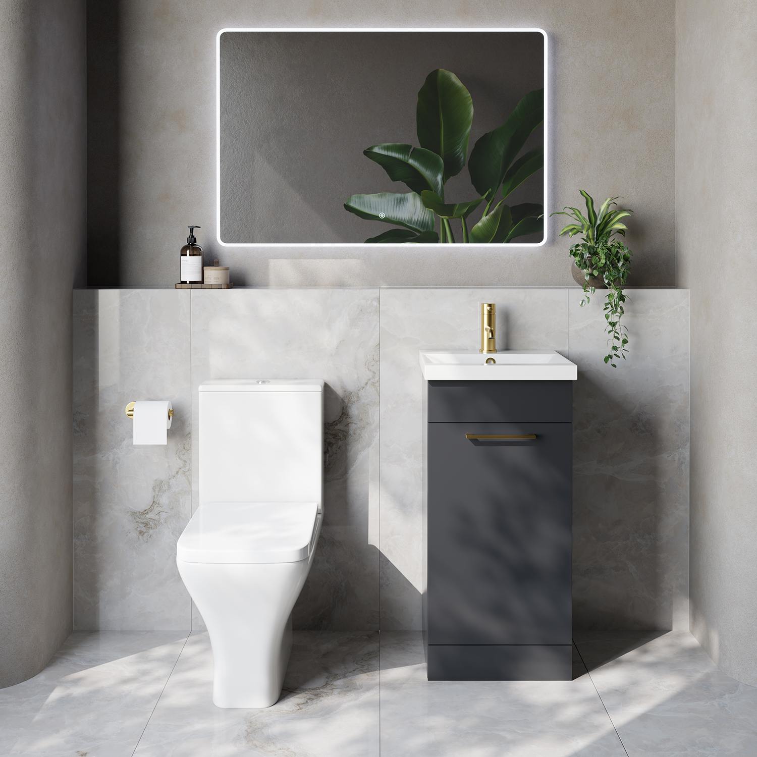 Napoli 390 Single Door Vanity Unit and Kingston Toilet Suite with Glide Basin