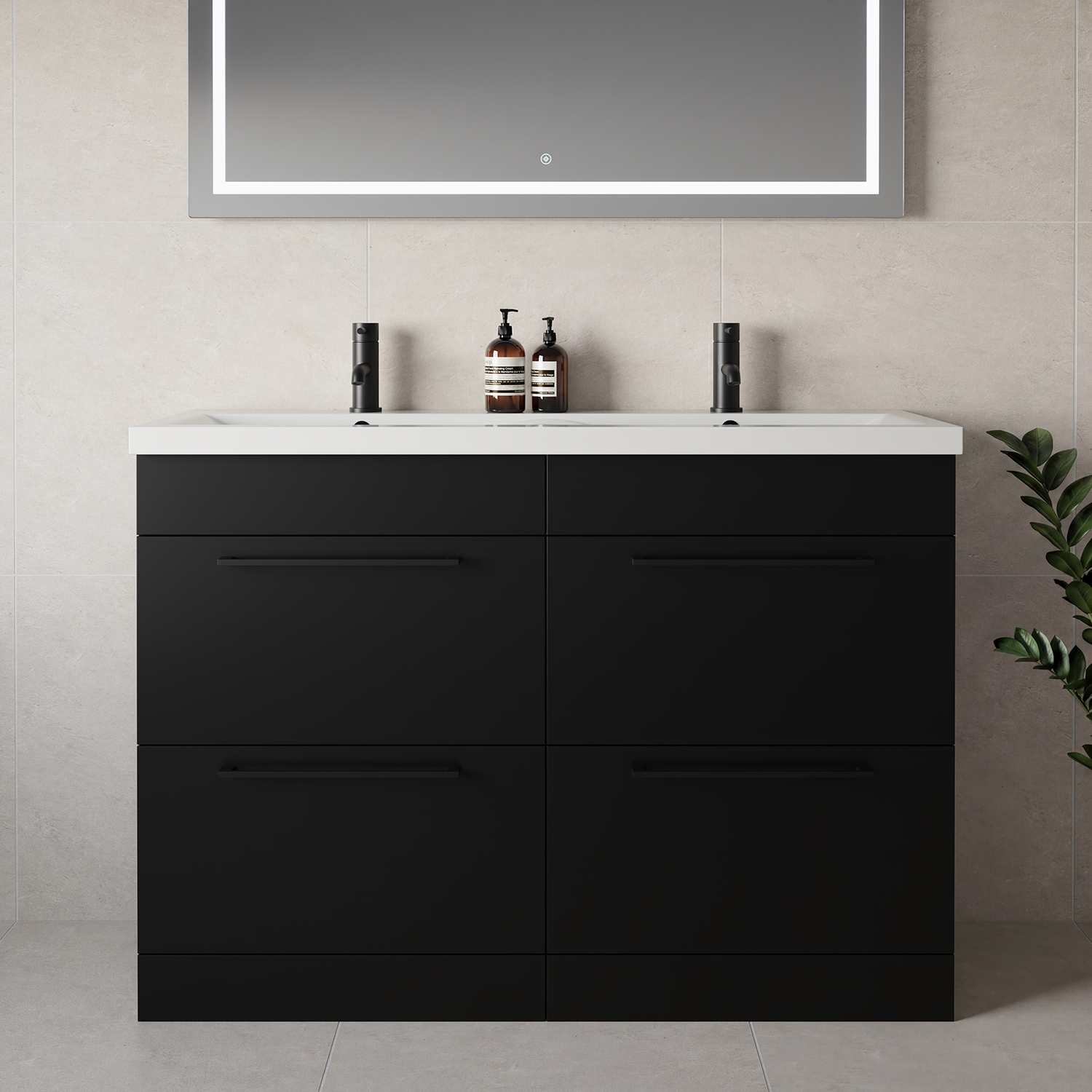 Napoli 390 4 Drawer Vanity Unit with Double Glide Basins