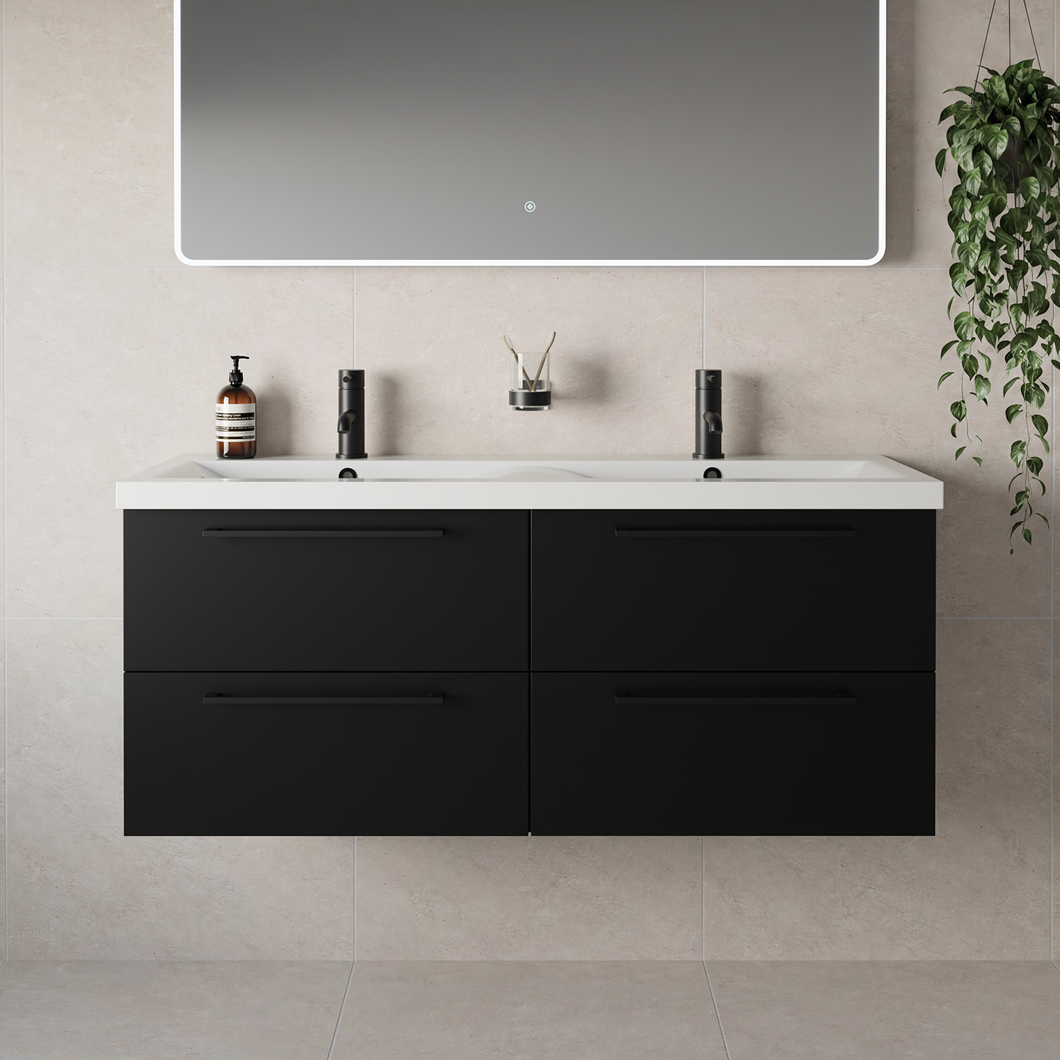 Napoli 390 Wall Mounted 4 Drawer Vanity Unit with Double Glide Basins