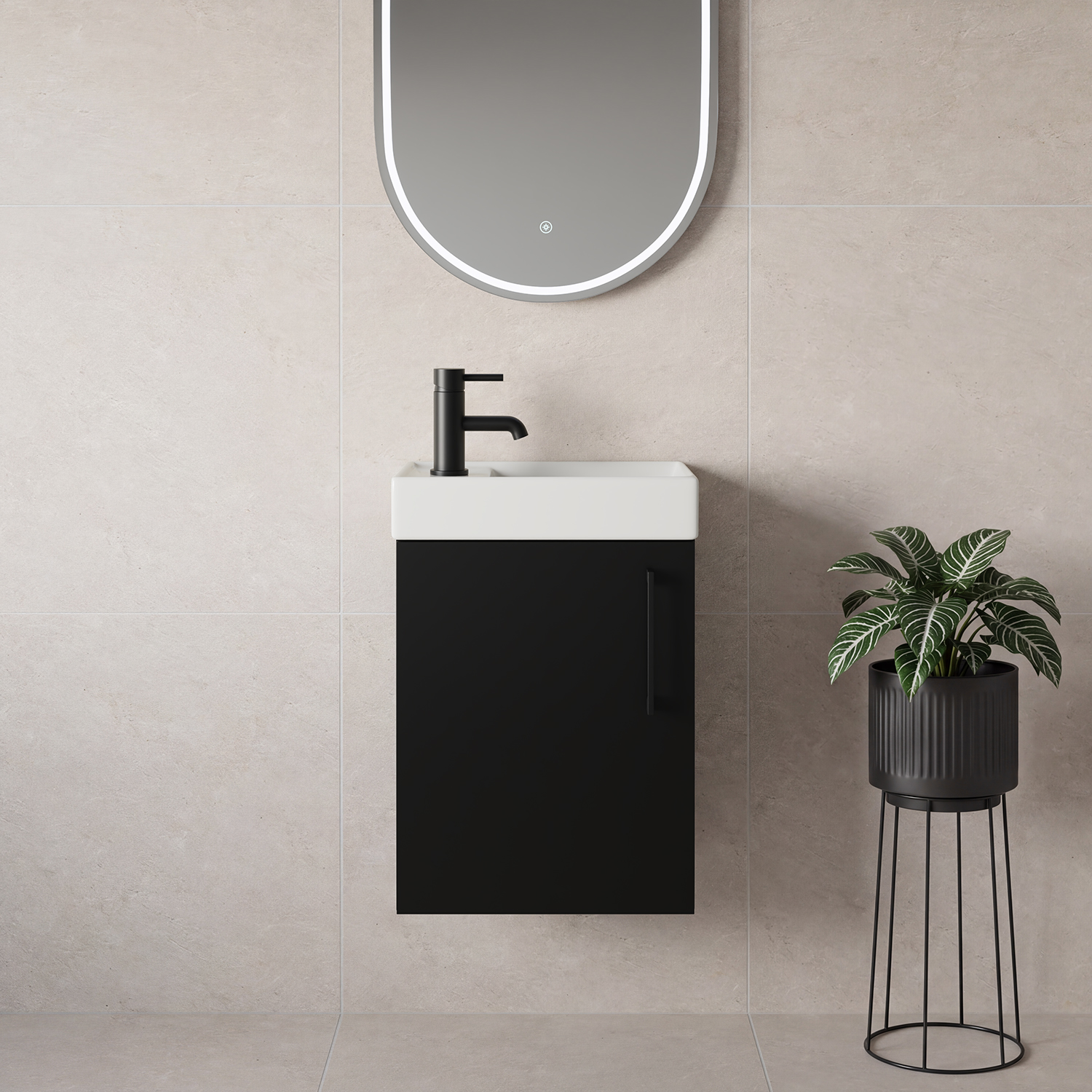 Napoli Cube Wall Mounted Single Door Vanity Unit with Align Basin