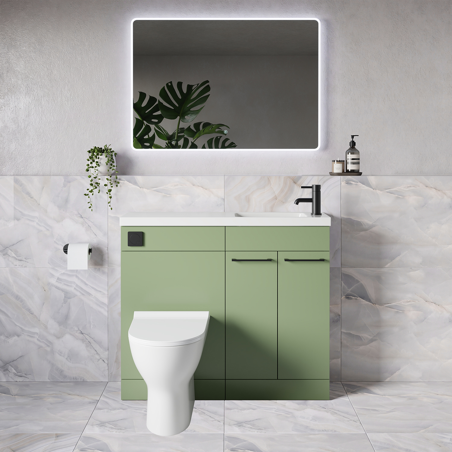 Napoli 250 2 Door Vanity Unit Toilet Suite with Round Silvo Basin