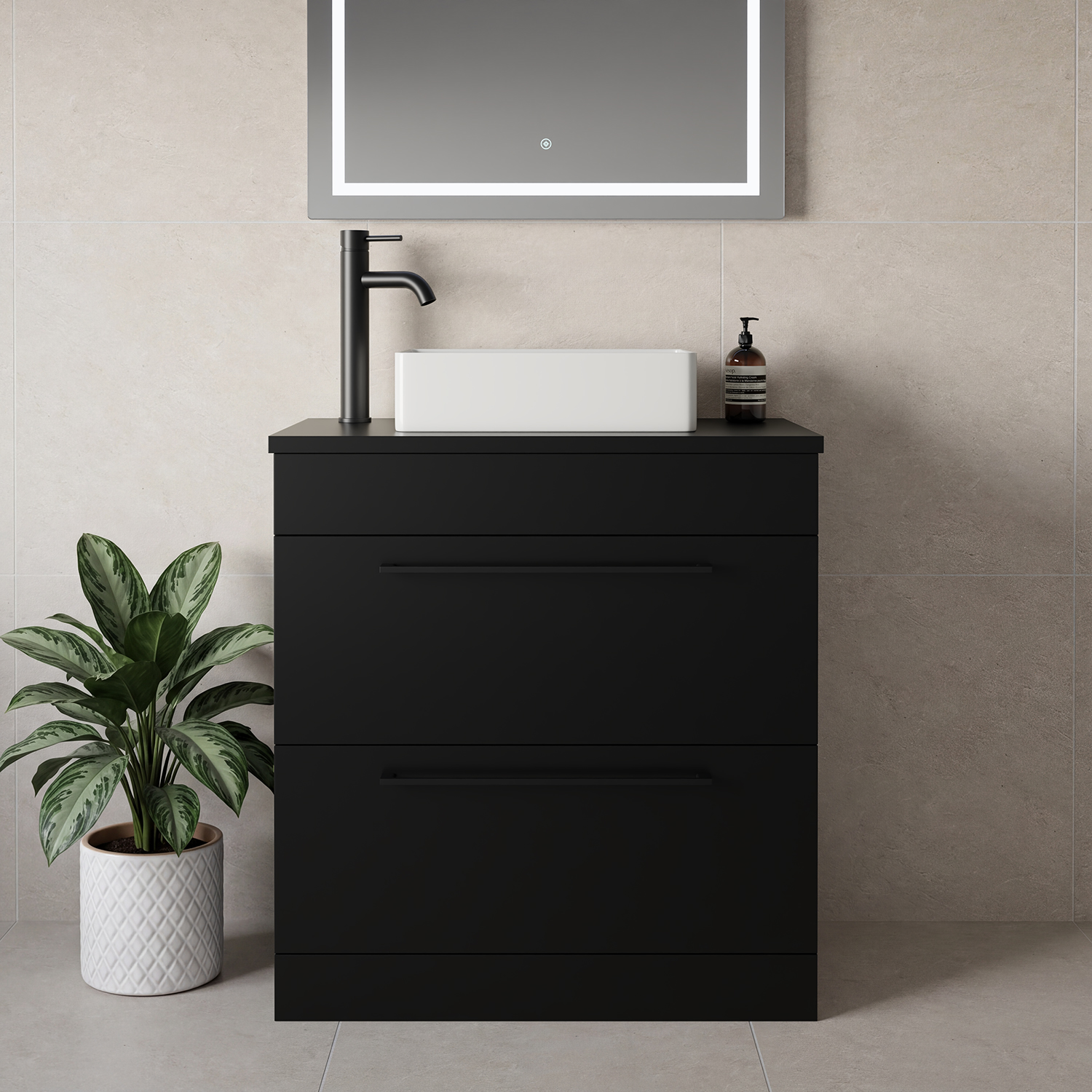 Napoli 390 2 Drawer Vanity Unit for Countertop Basins