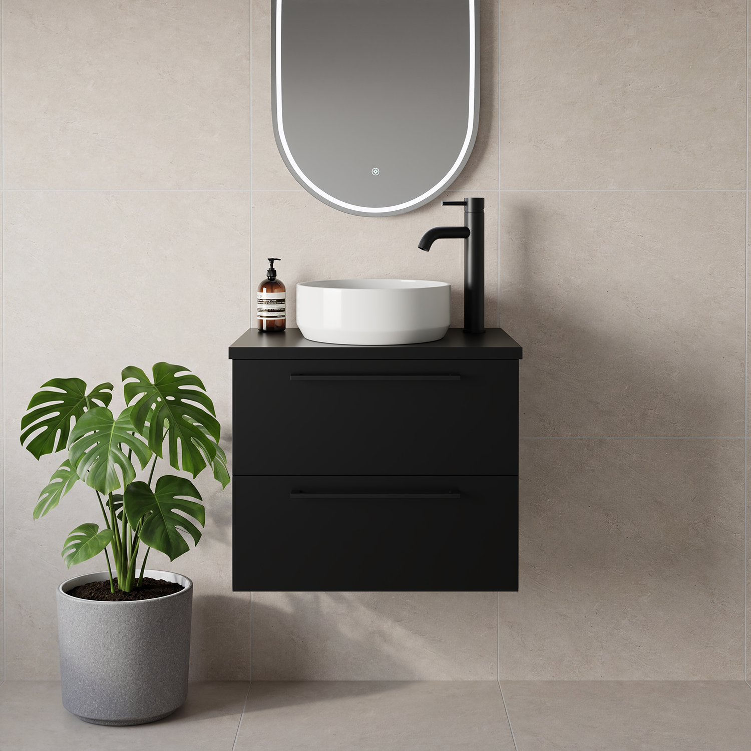 Napoli 390 Wall Mounted 2 Drawer Vanity Unit for Countertop Basins