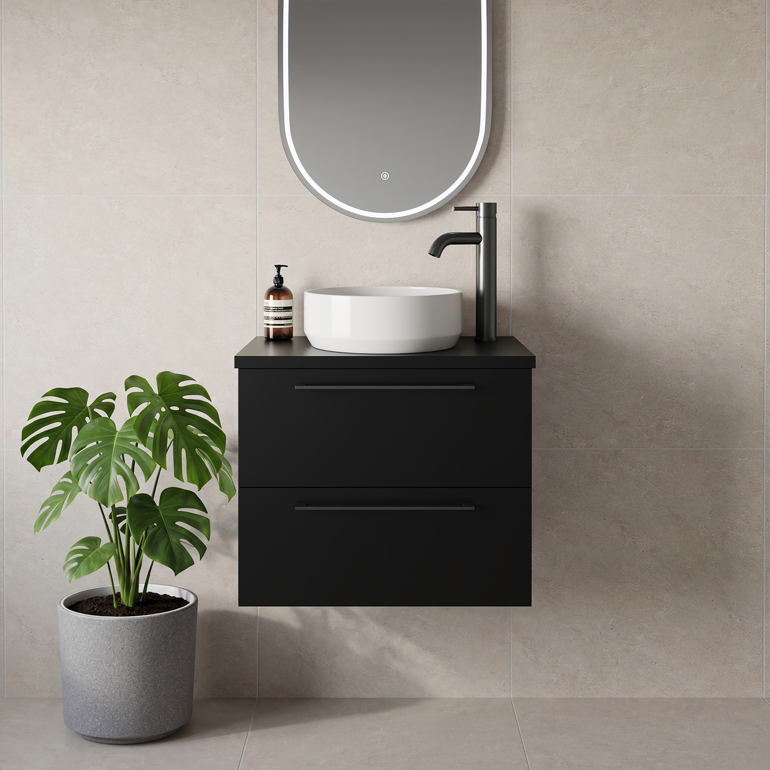 Napoli 390 Wall Mounted 2 Drawer Vanity Unit for Countertop Basins