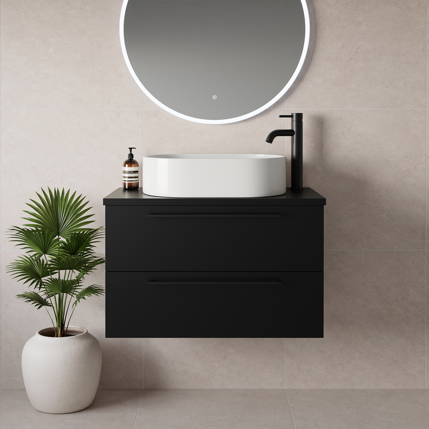 Napoli 390 Wall Mounted 2 Drawer Vanity Unit for Countertop Basins