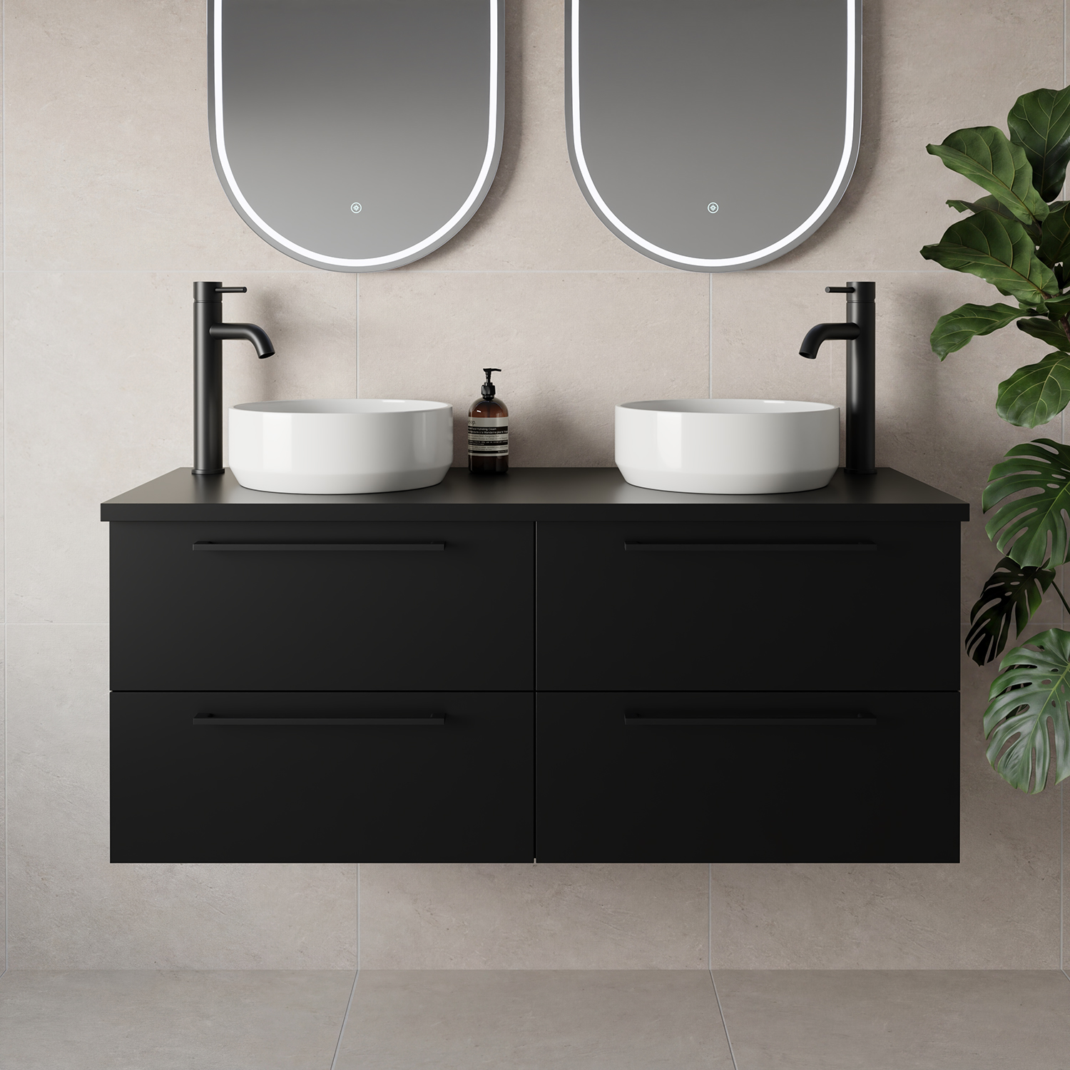 Napoli 460 Wall Mounted 4 Drawer Vanity Unit for Countertop Basins