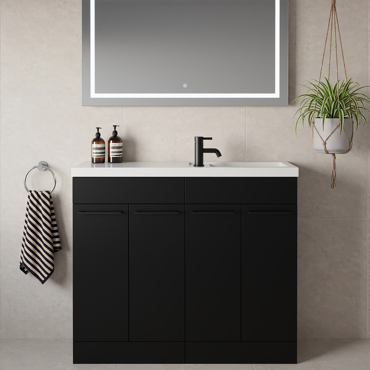 Napoli 250 4 Door Vanity Unit with Square Silvo Basin