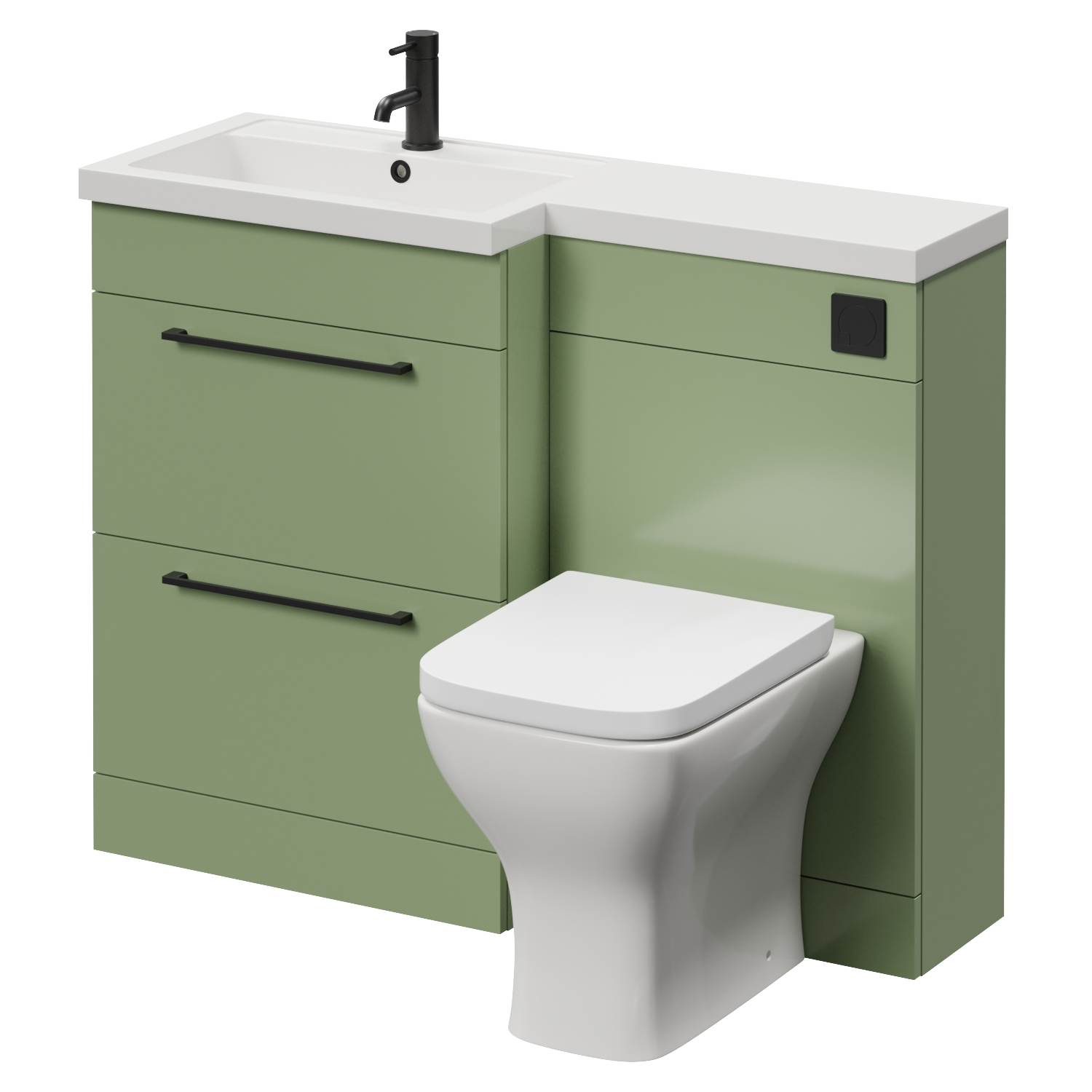 Napoli 390 2 Drawer Vanity Unit Toilet Suite with Square Left Hand Lucia Basin