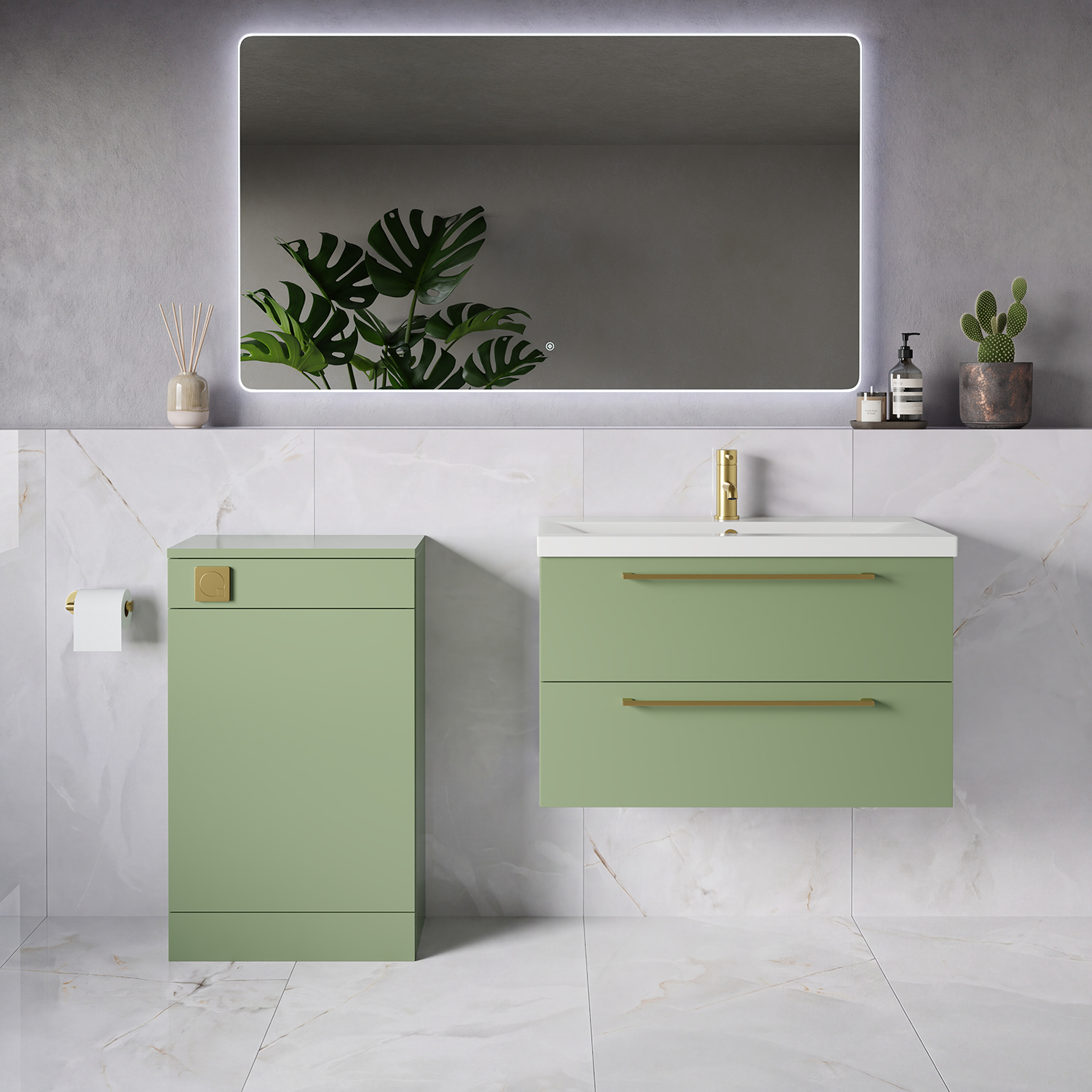 Napoli 390 Wall Mounted 2 Drawer Vanity Unit and Toilet Suite with Glide Basin