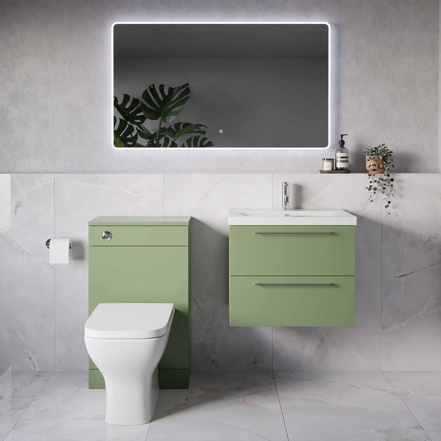 Napoli 390 Wall Mounted 2 Drawer Vanity Unit and Toilet Suite with Glide Basin