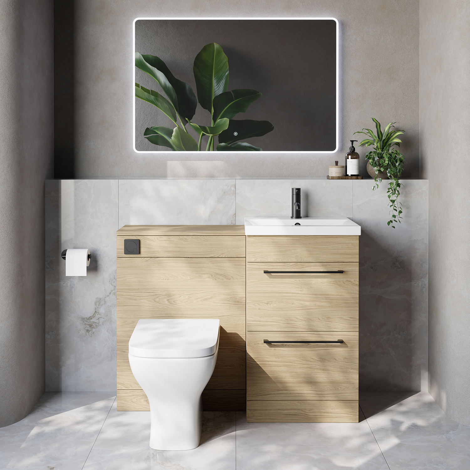 Napoli 390 Cento 2 Drawer Vanity Unit Toilet Suite with Glide Basin