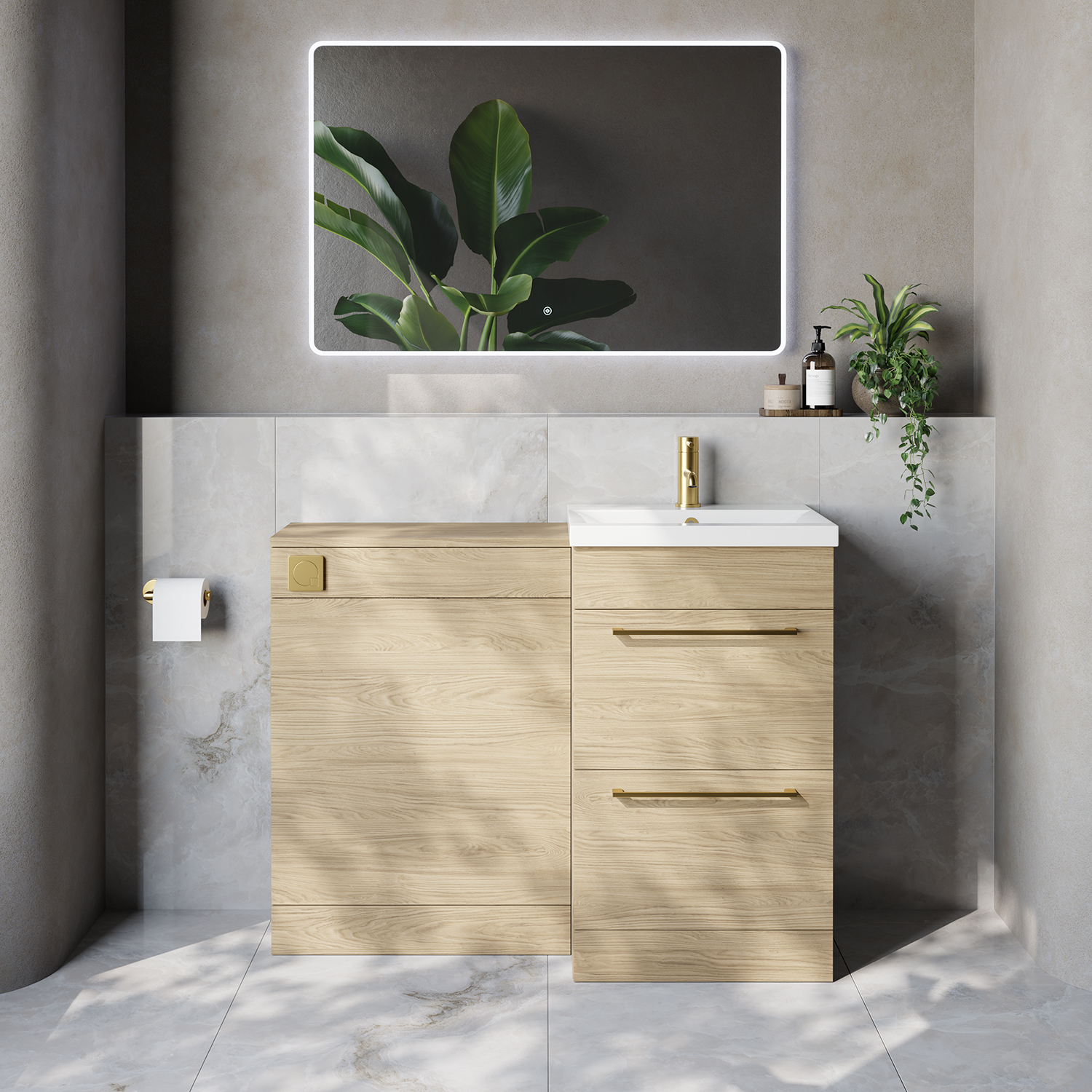 Napoli 390 Cento 2 Drawer Vanity Unit Toilet Suite with Glide Basin