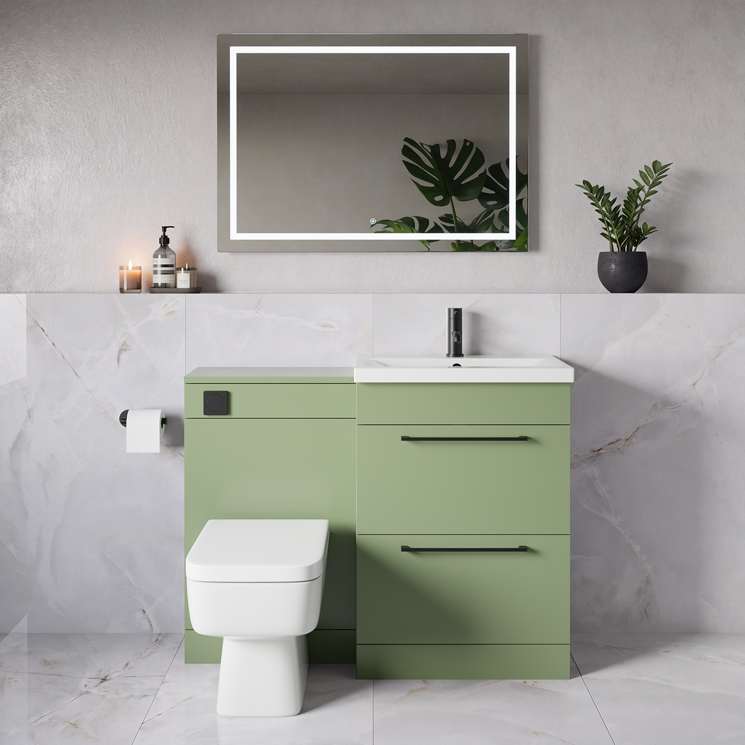 Napoli 390 2 Drawer Vanity Unit Toilet Suite with Glide Basin