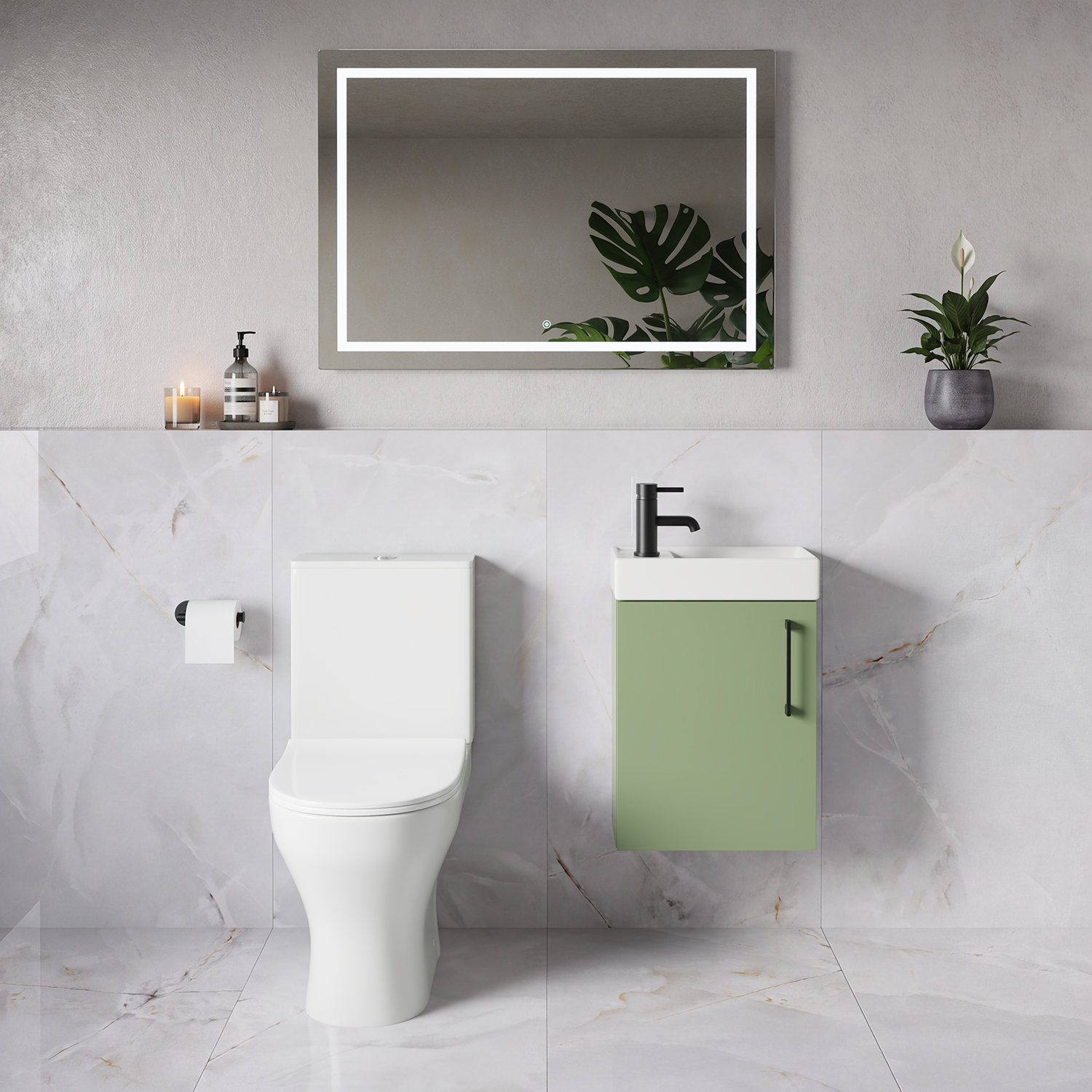 Napoli Cube Single Door Wall Mounted Vanity Unit and Jubilee Toilet Suite with Align Basin