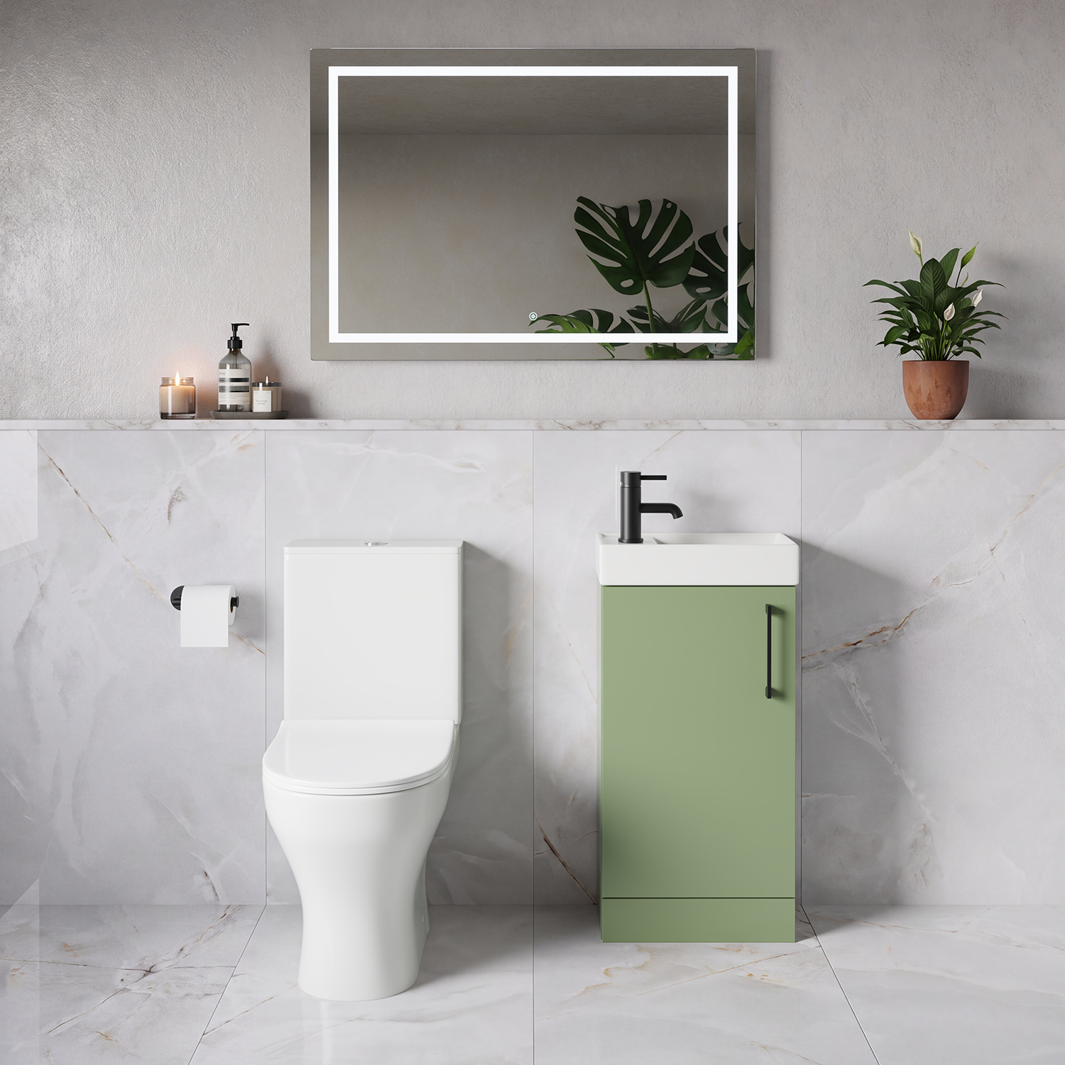 Napoli Cube Single Door Vanity Unit and Jubilee Toilet Suite with Align Basin