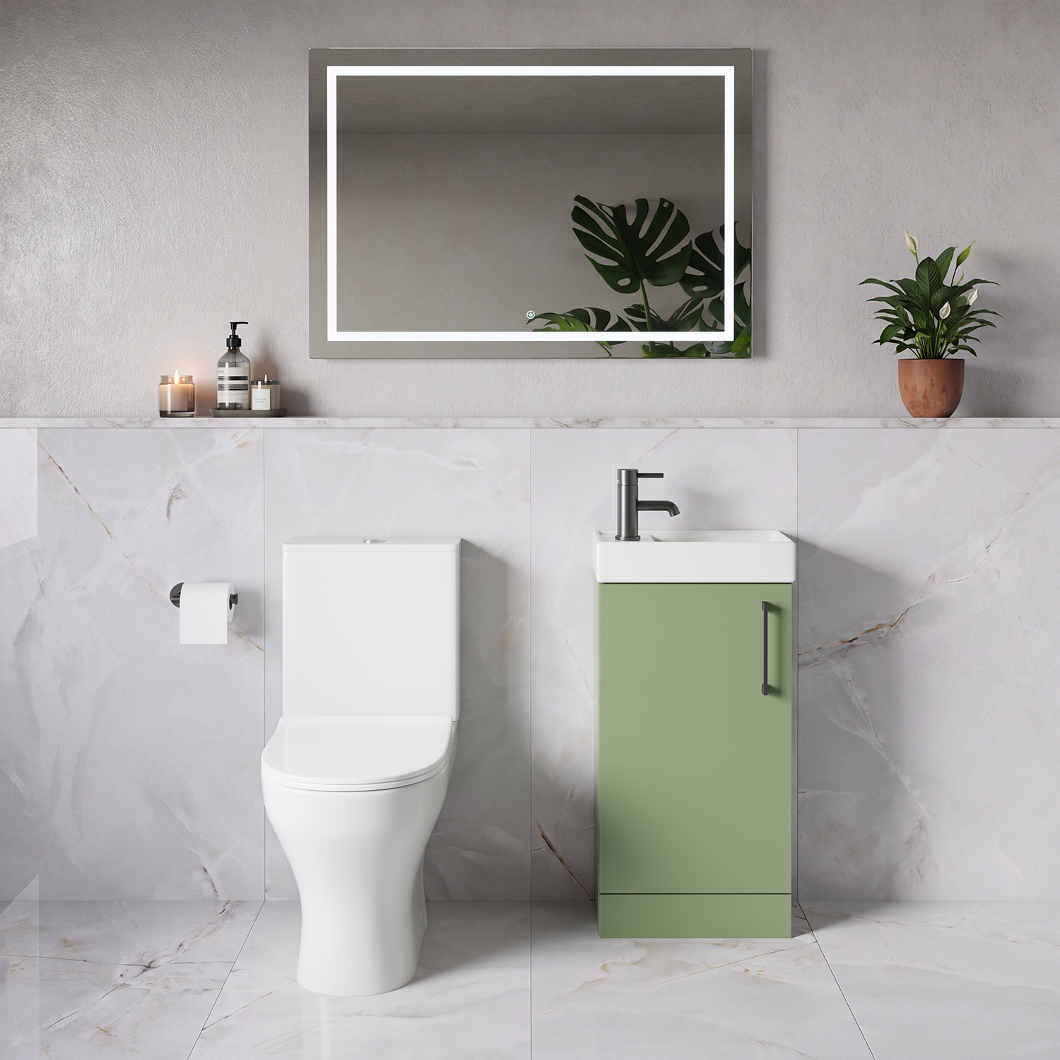Napoli Cube Single Door Vanity Unit and Jubilee Toilet Suite with Align Basin