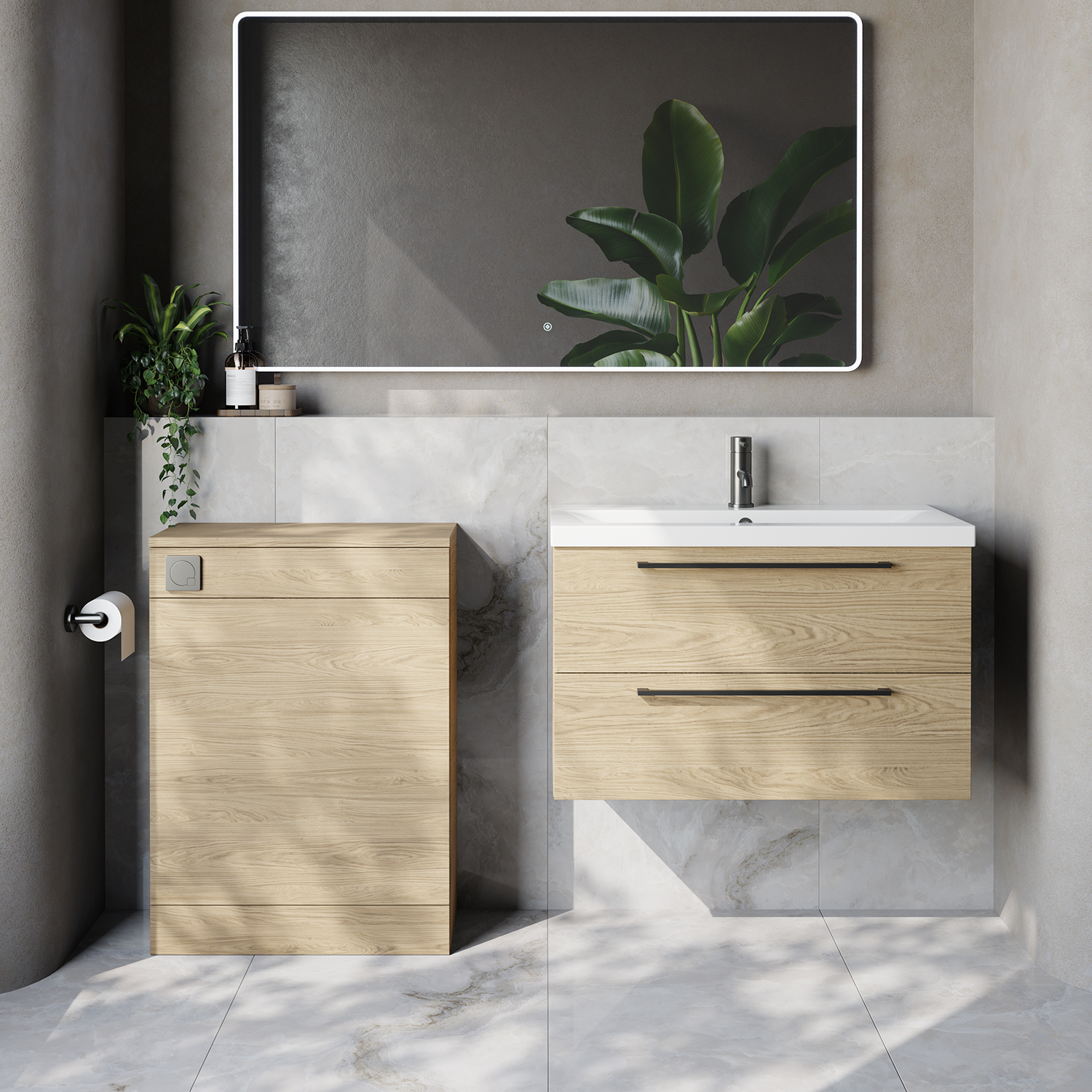 Napoli 390 Cento Wall Mounted 2 Drawer Vanity Unit and Toilet Suite with Glide Basin