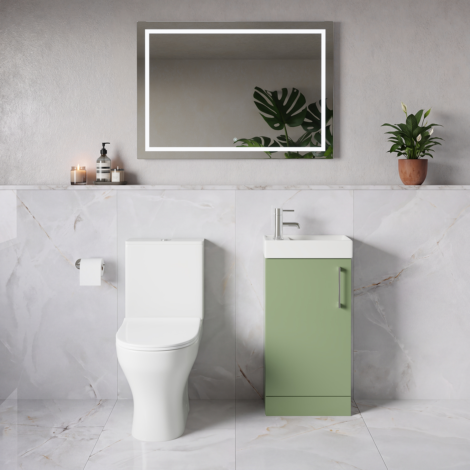 Napoli Cube Single Door Vanity Unit and Jubilee Toilet Suite with Align Basin