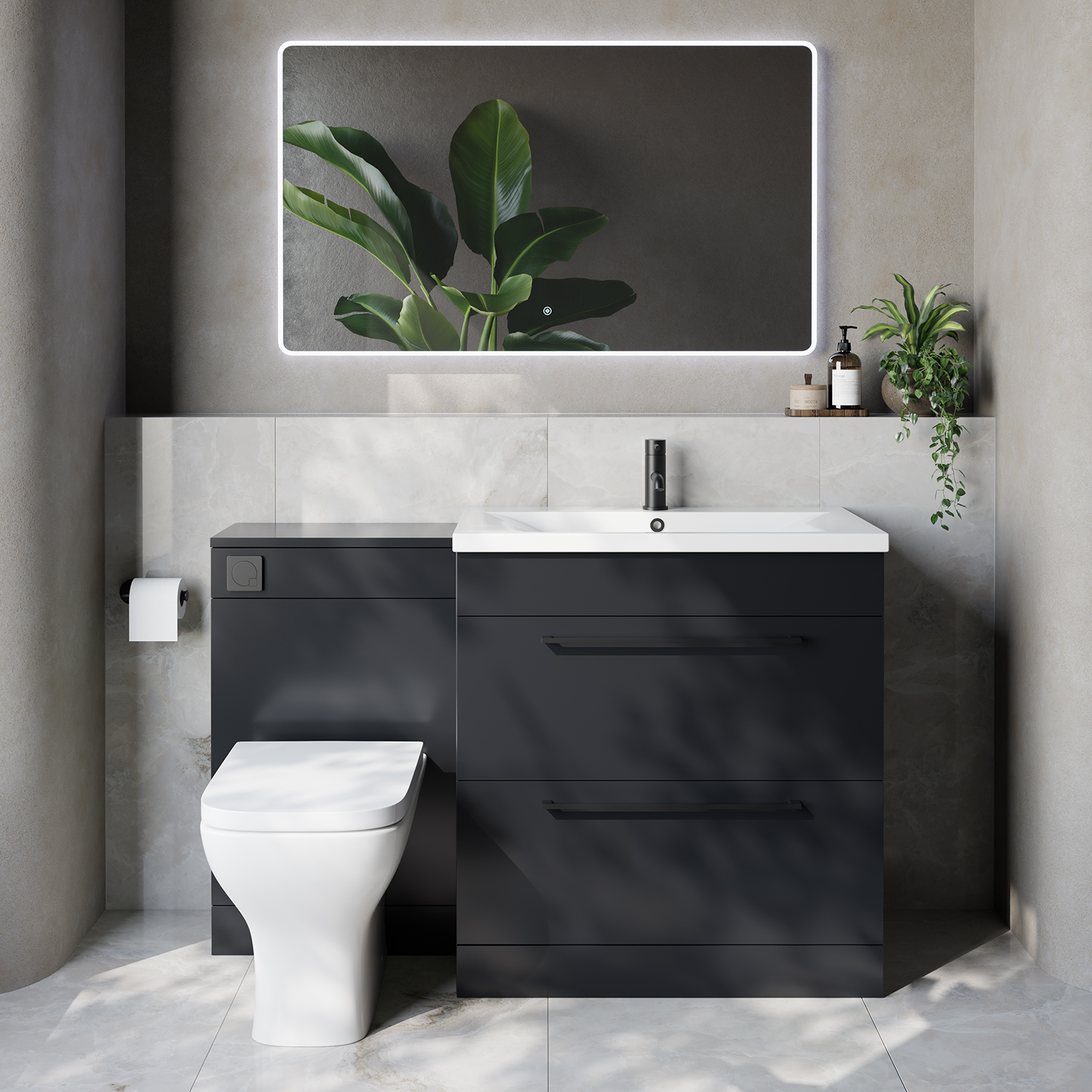Napoli 460 2 Drawer Vanity Unit Toilet Suite with Glide Basin