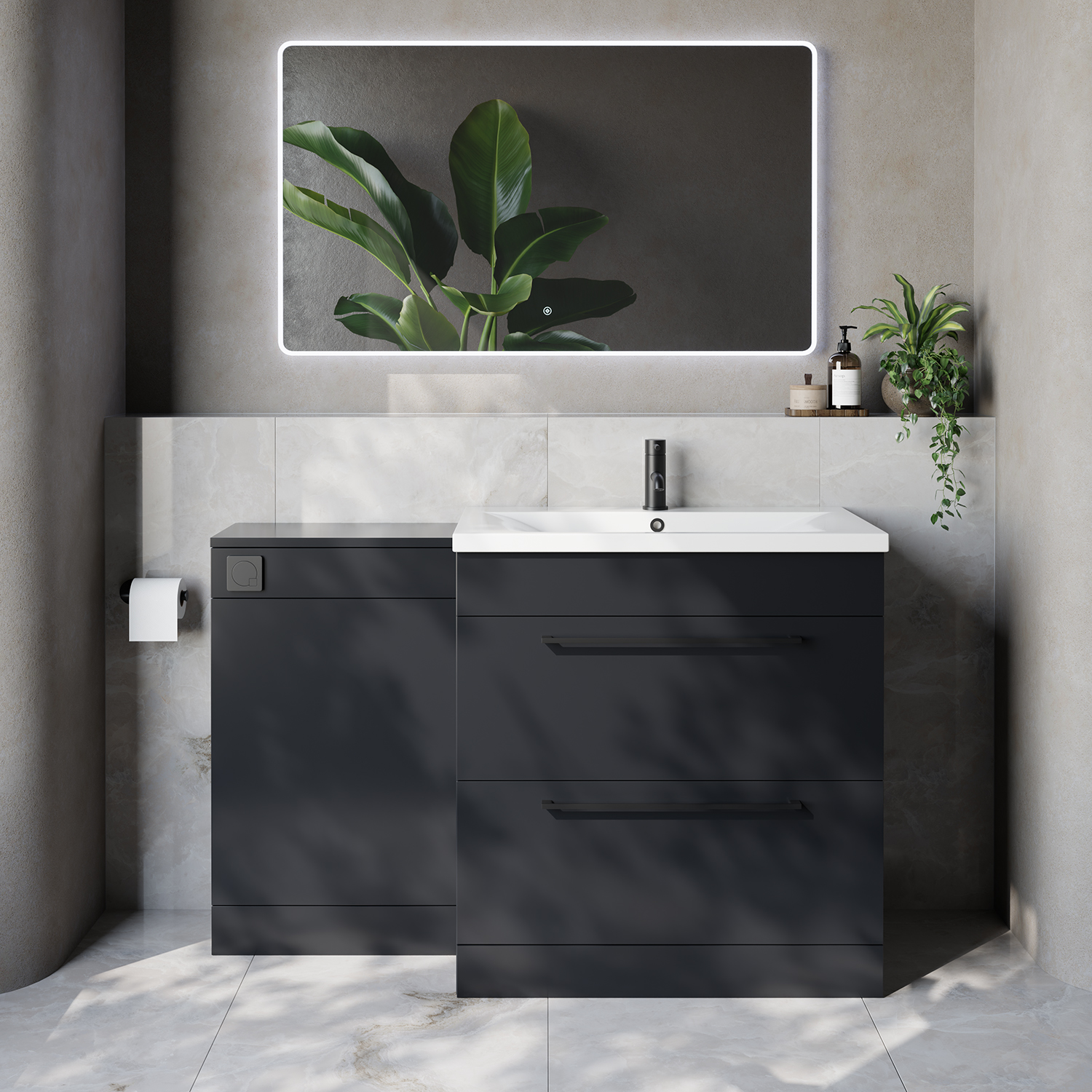 Napoli 460 2 Drawer Vanity Unit Toilet Suite with Glide Basin