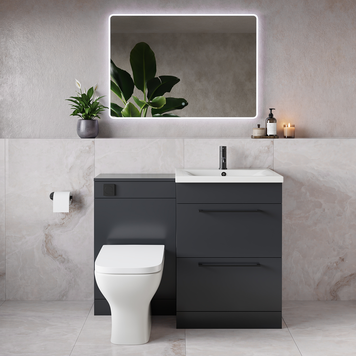 Napoli 460 2 Drawer Vanity Unit Toilet Suite with Glide Basin