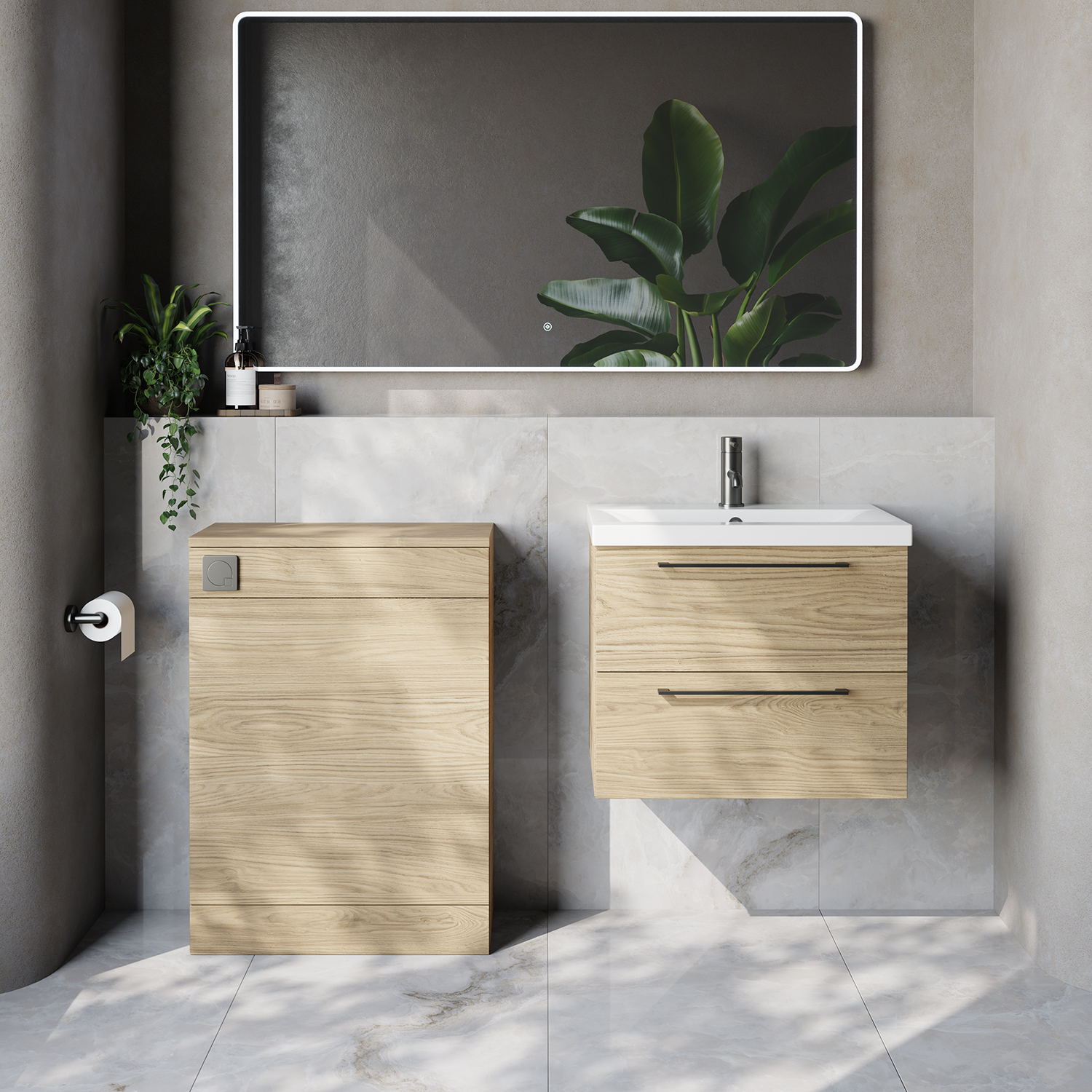 Napoli 390 Cento Wall Mounted 2 Drawer Vanity Unit and Toilet Suite with Glide Basin