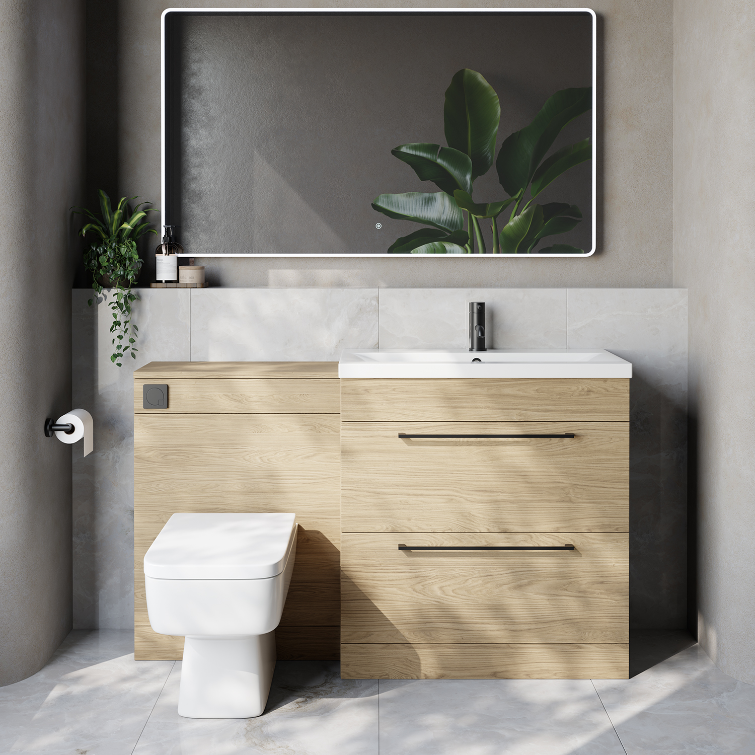 Napoli 390 Cento 2 Drawer Vanity Unit Toilet Suite with Glide Basin