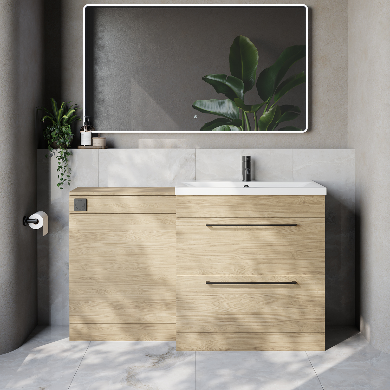 Napoli 390 Cento 2 Drawer Vanity Unit Toilet Suite with Glide Basin