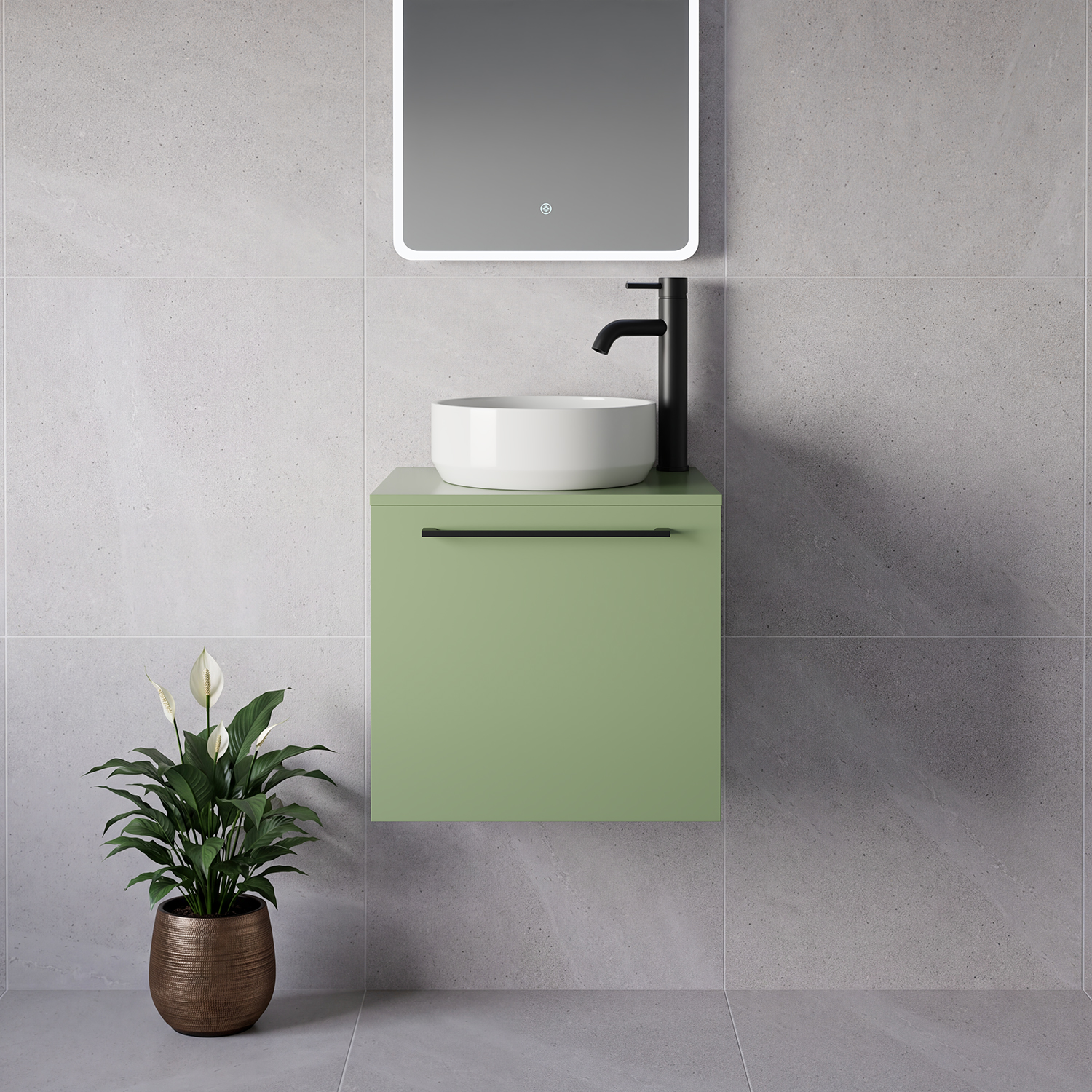 Napoli 390 Wall Mounted Single Drawer Vanity Unit for Countertop Basins
