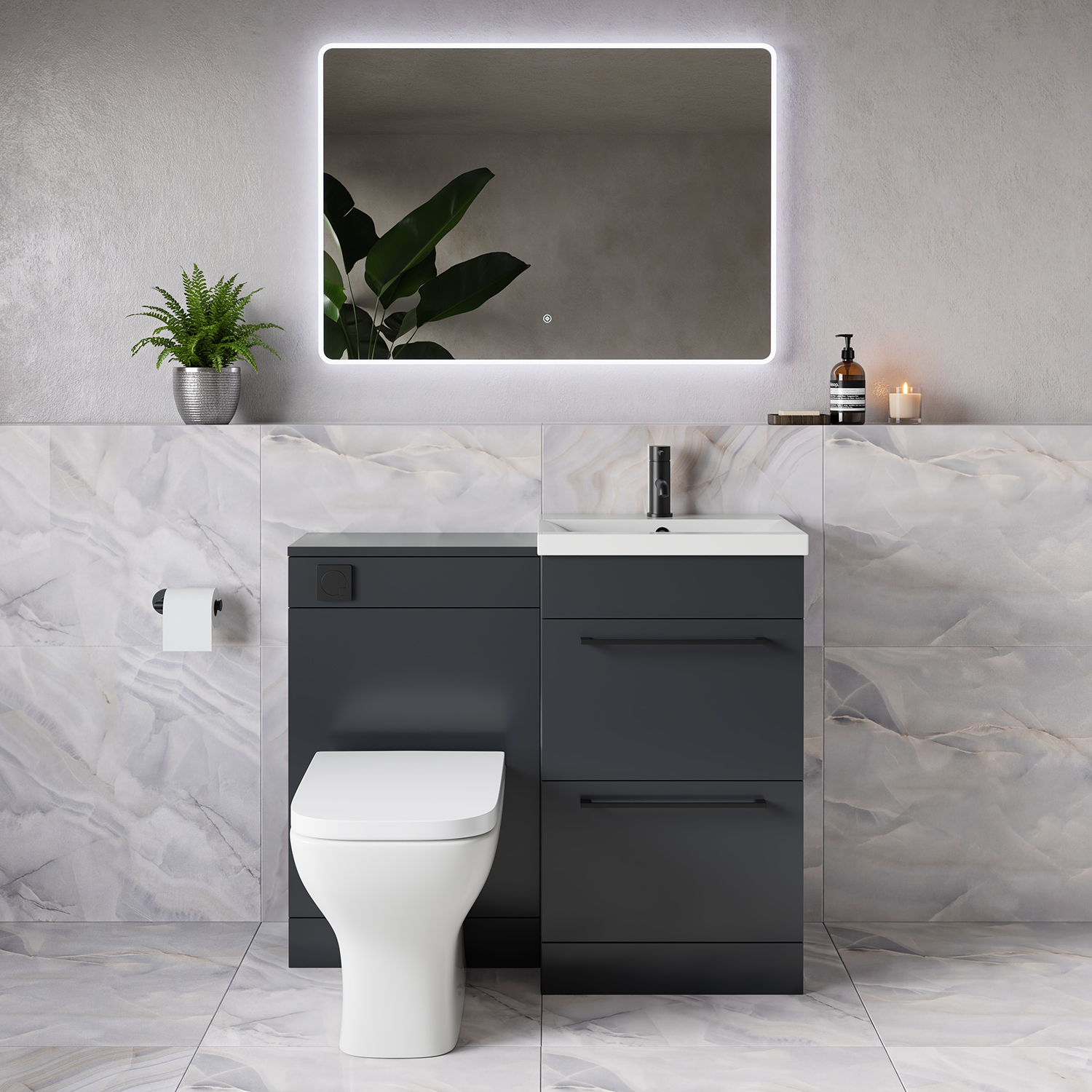 Napoli 390 2 Drawer Vanity Unit Toilet Suite with Glide Basin