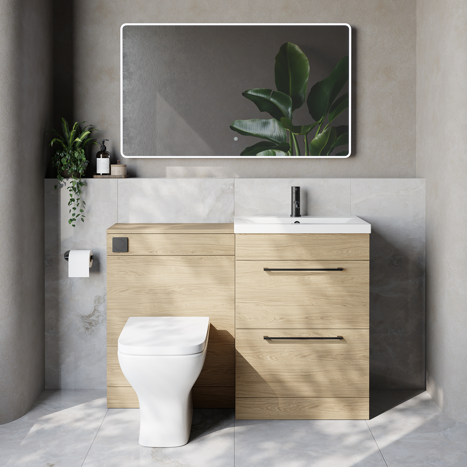 Napoli 390 Cento 2 Drawer Vanity Unit Toilet Suite with Glide Basin