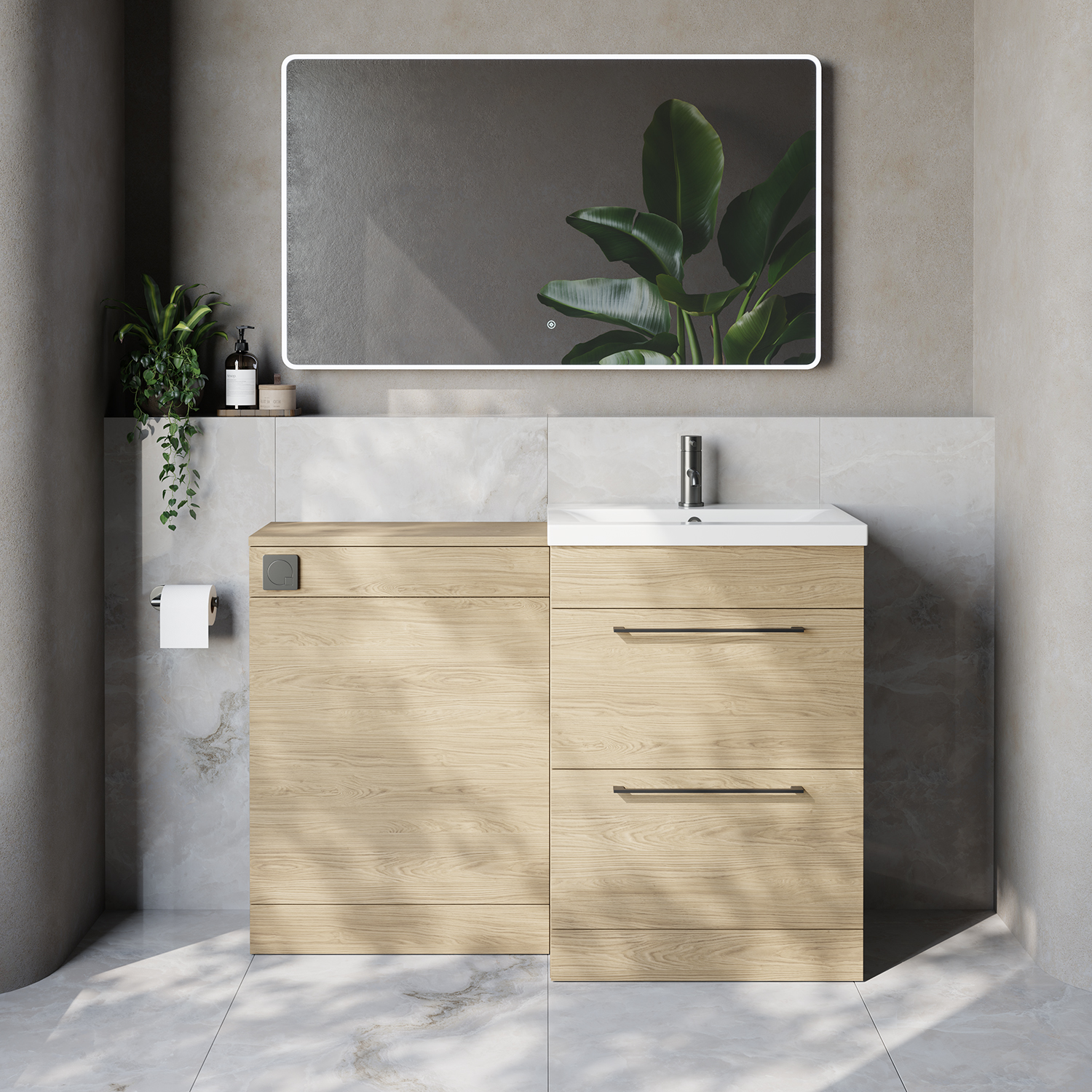 Napoli 390 Cento 2 Drawer Vanity Unit Toilet Suite with Glide Basin