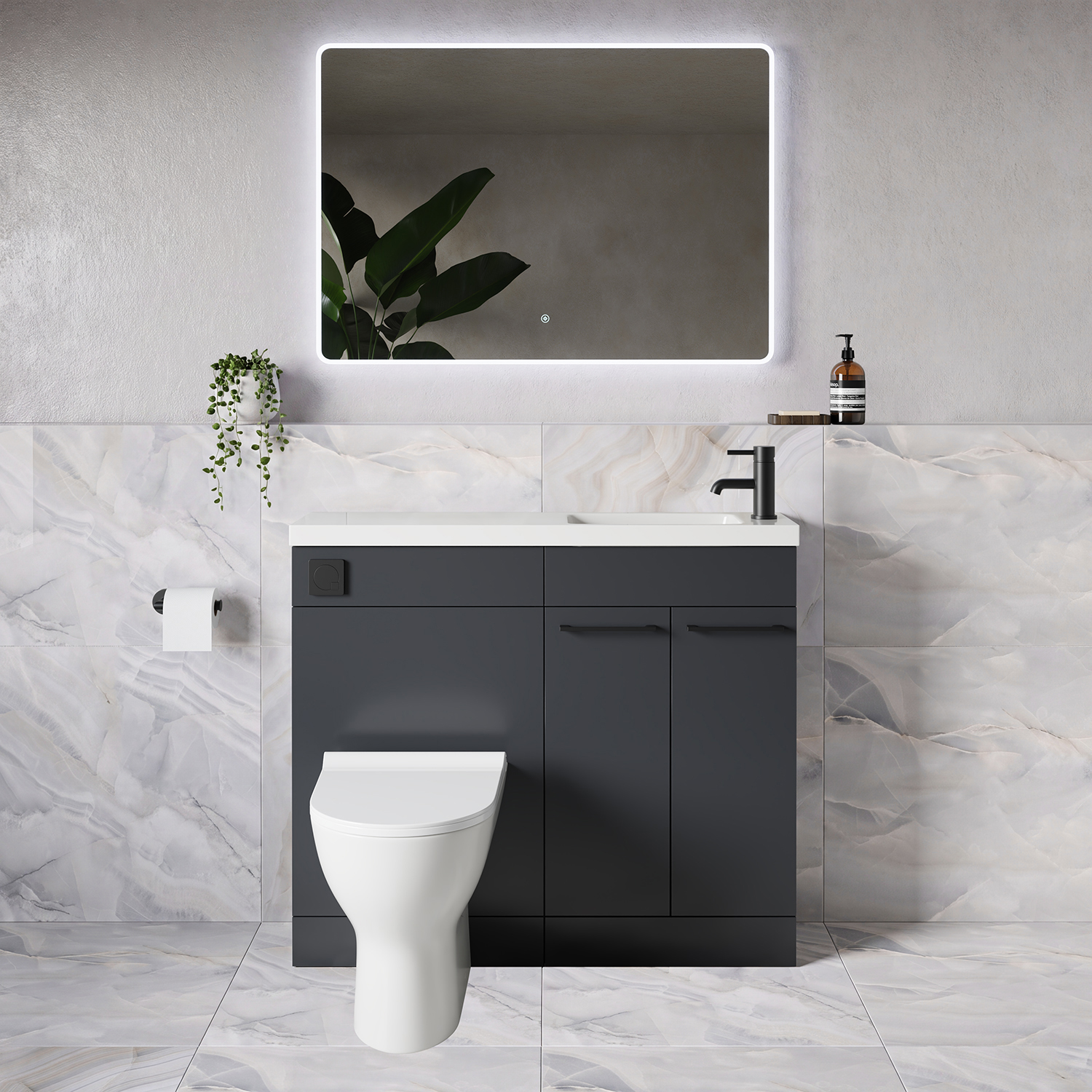 Napoli 250 2 Door Vanity Unit Toilet Suite with Round Silvo Basin