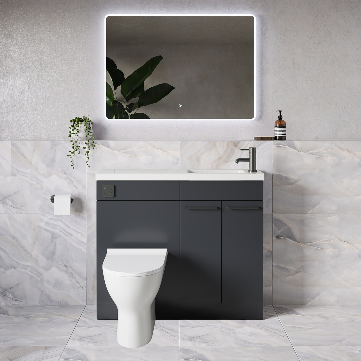 Napoli 250 2 Door Vanity Unit Toilet Suite with Round Silvo Basin