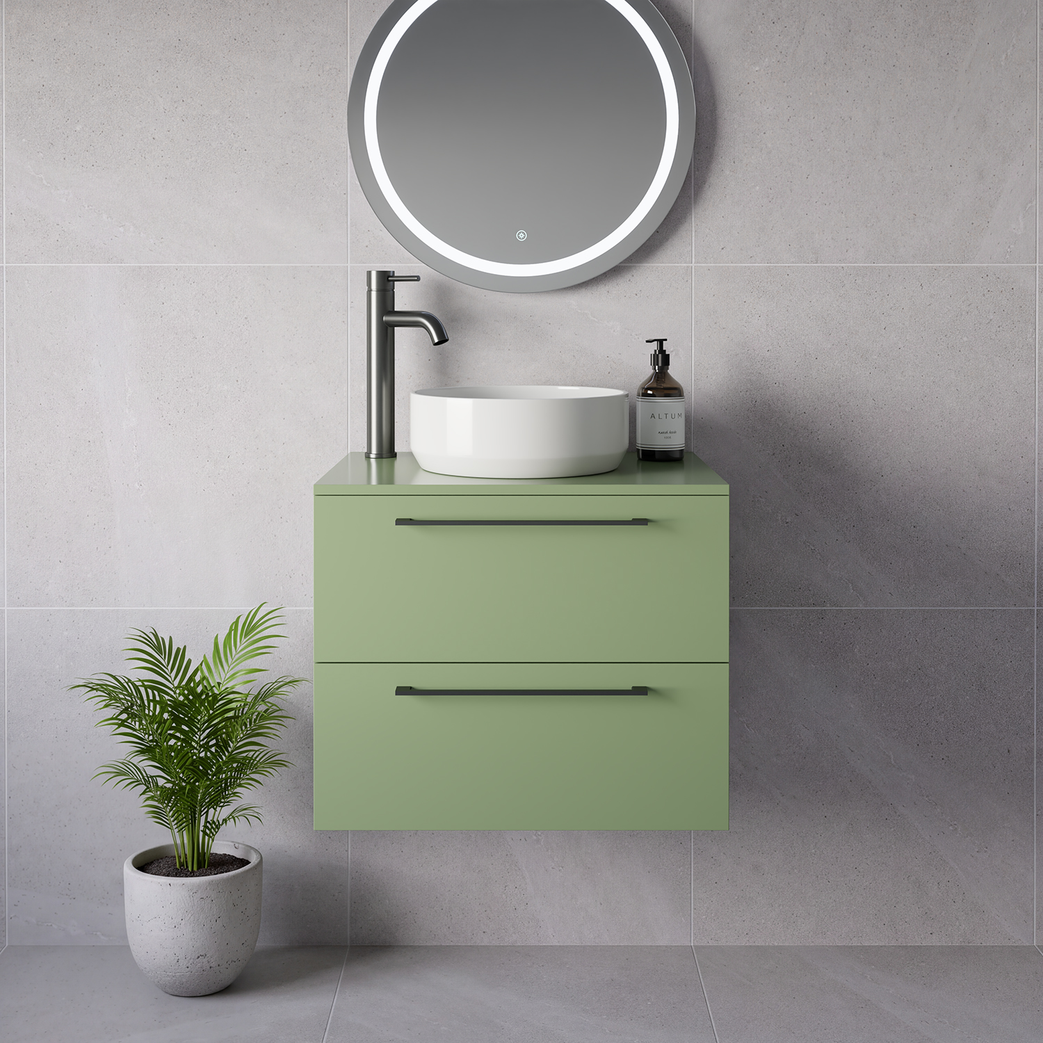 Napoli 460 Wall Mounted 2 Drawer Vanity Unit for Countertop Basins