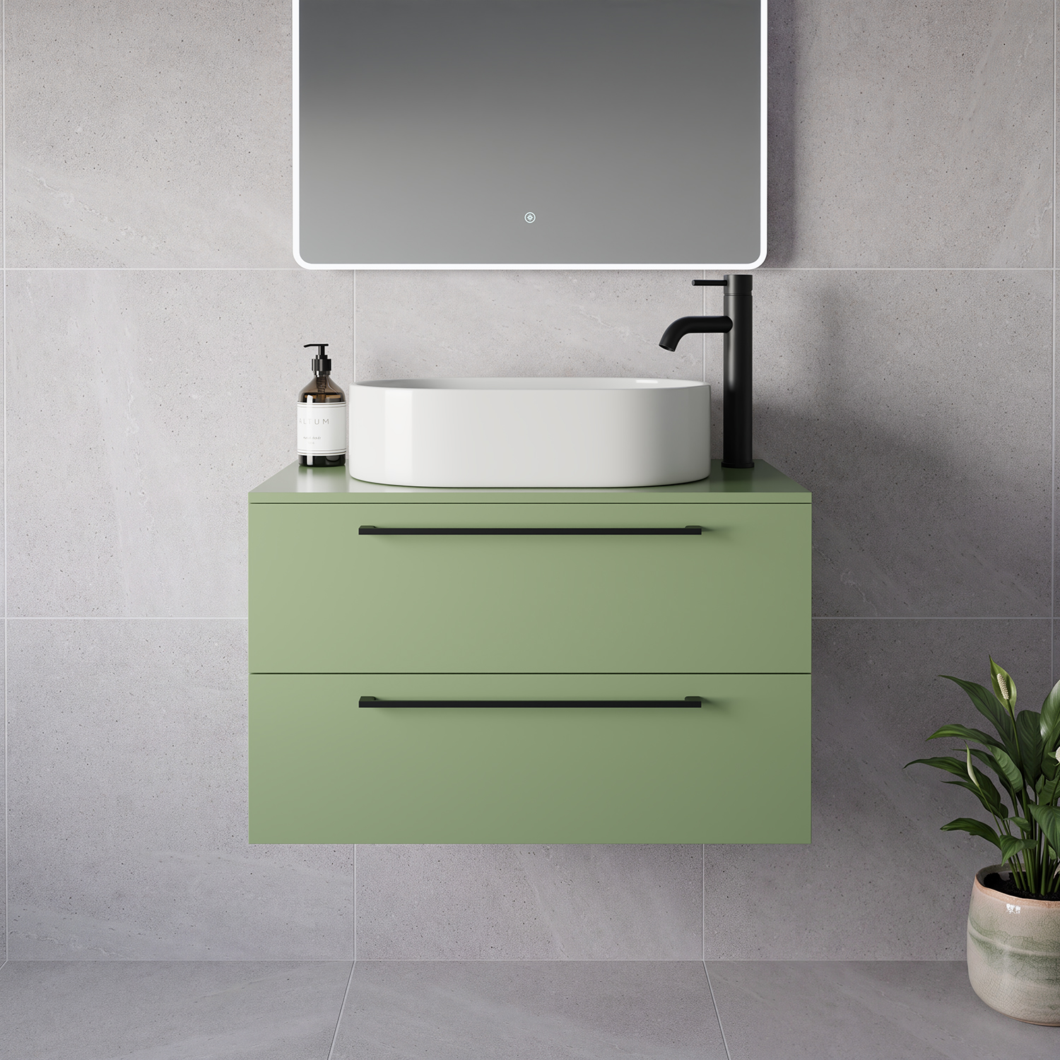 Napoli 460 Wall Mounted 2 Drawer Vanity Unit for Countertop Basins
