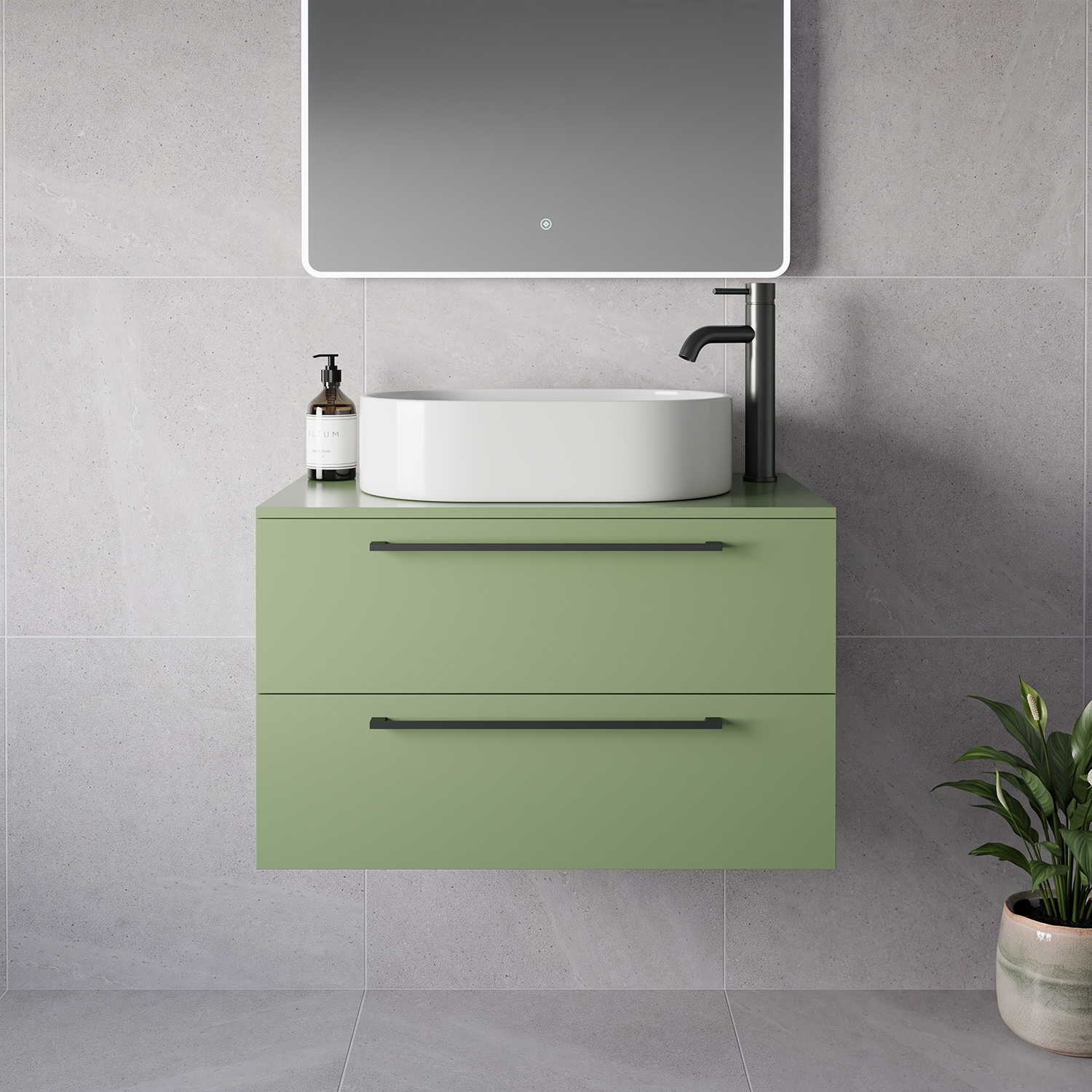 Napoli 460 Wall Mounted 2 Drawer Vanity Unit for Countertop Basins